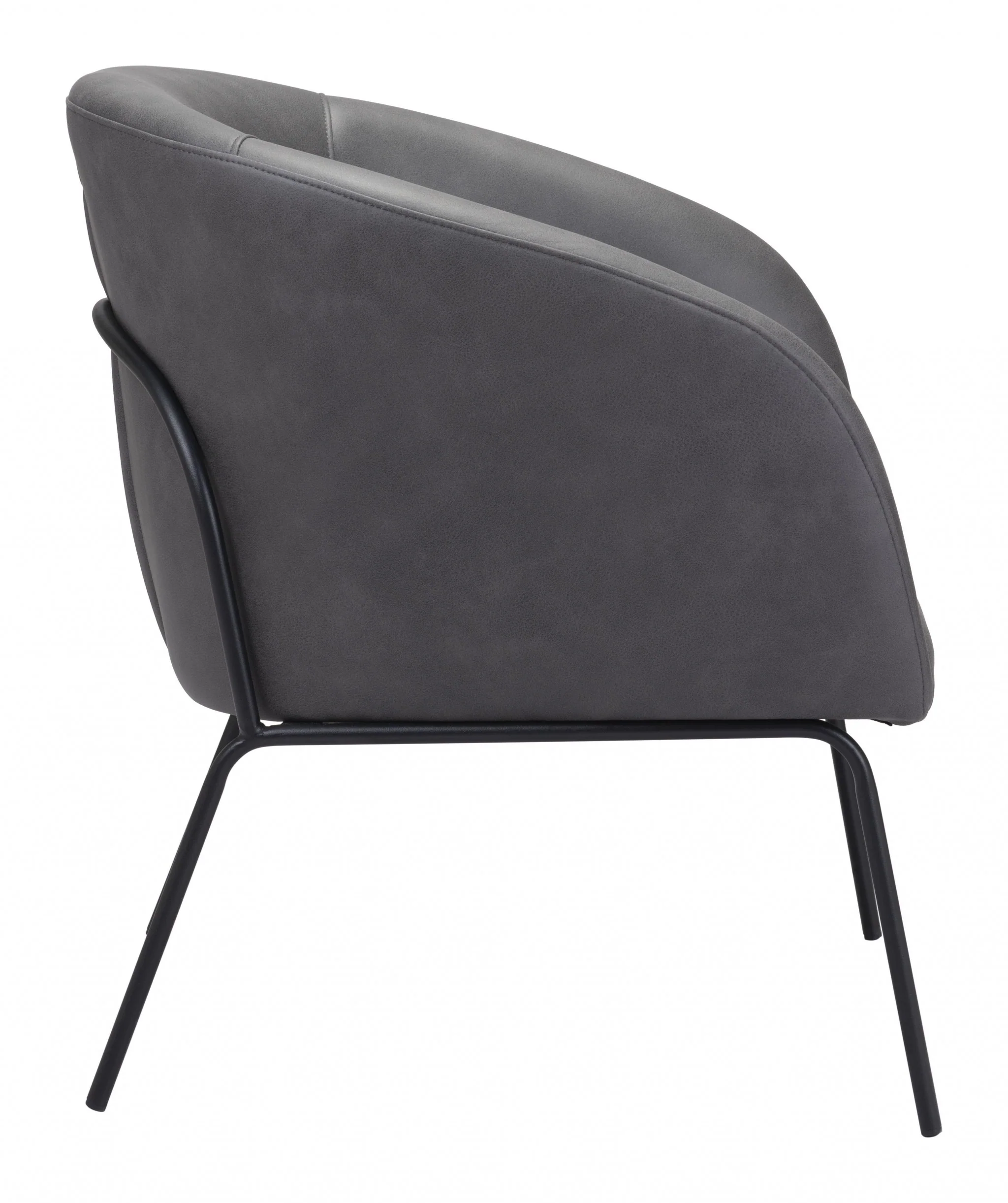 28" Grey Faux Leather And Gold Arm Chair By Homeroots - Image 3