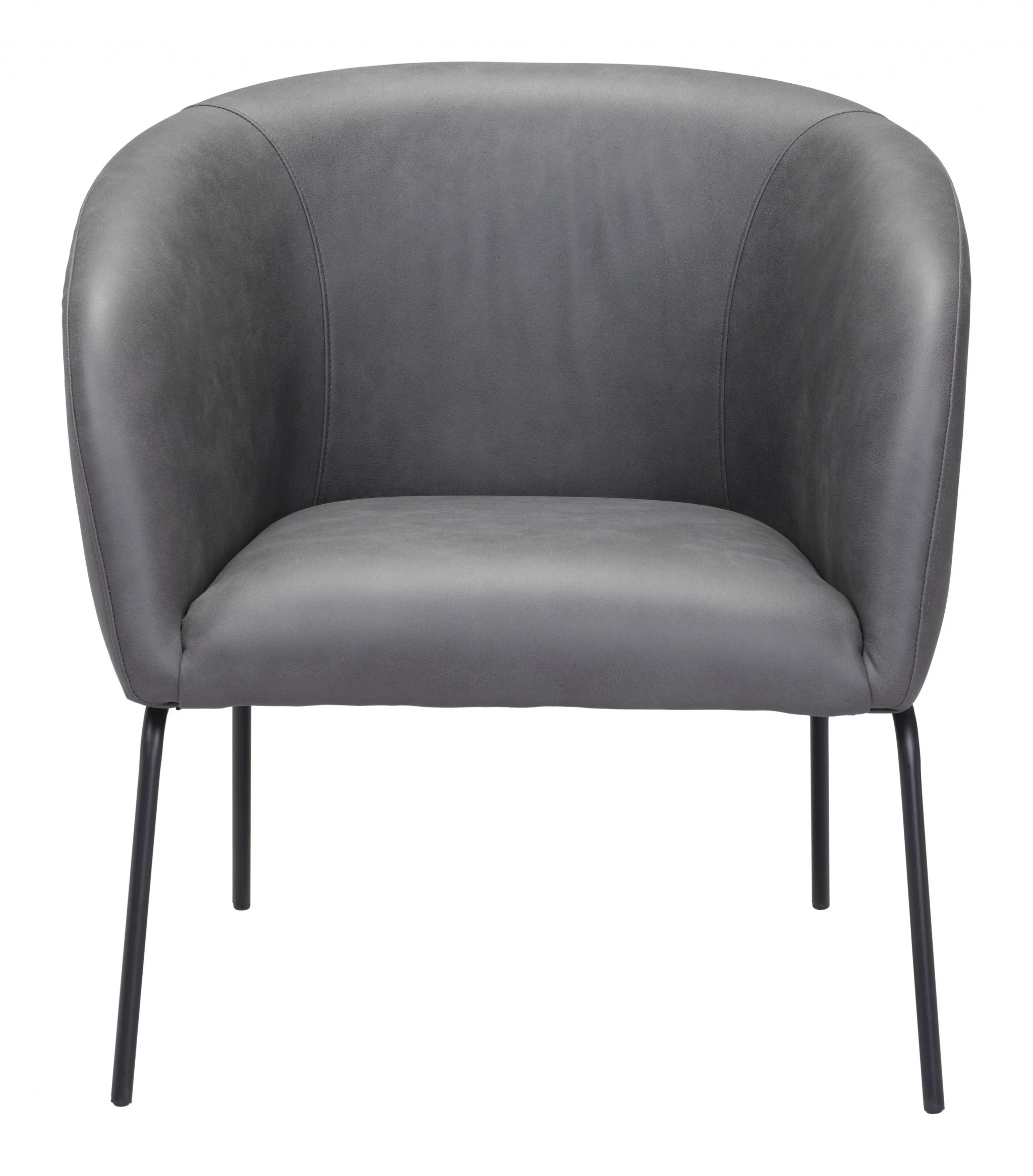 28" Grey Faux Leather And Gold Arm Chair By Homeroots - Image 4