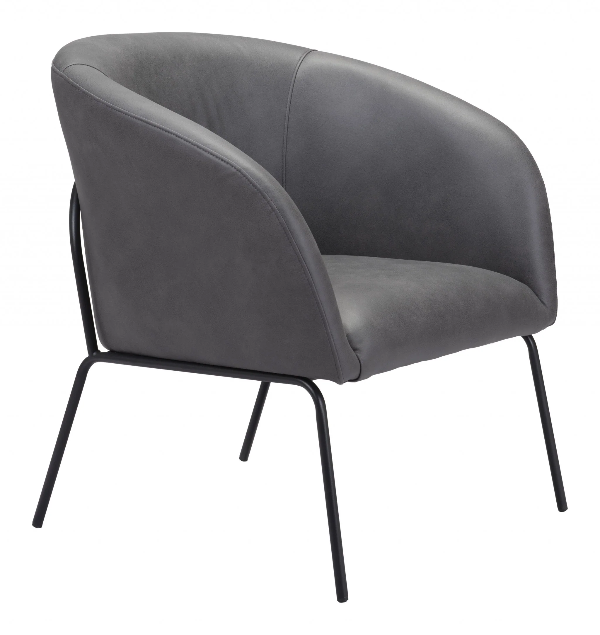 28" Grey Faux Leather And Gold Arm Chair By Homeroots - Image 6