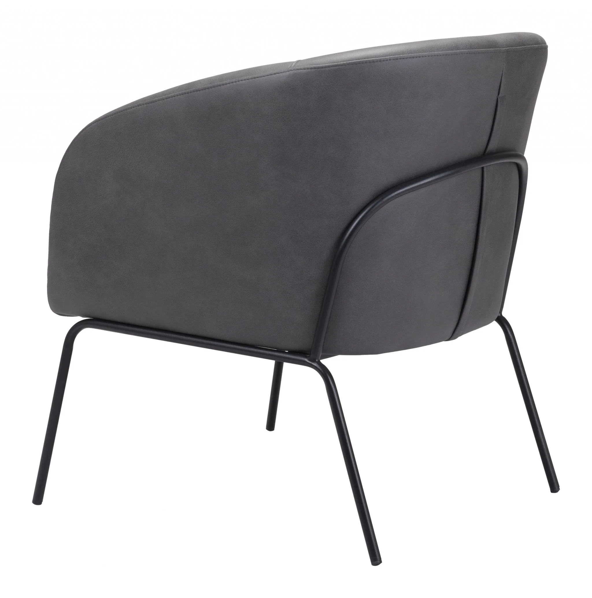 28" Grey Faux Leather And Gold Arm Chair By Homeroots - Image 7