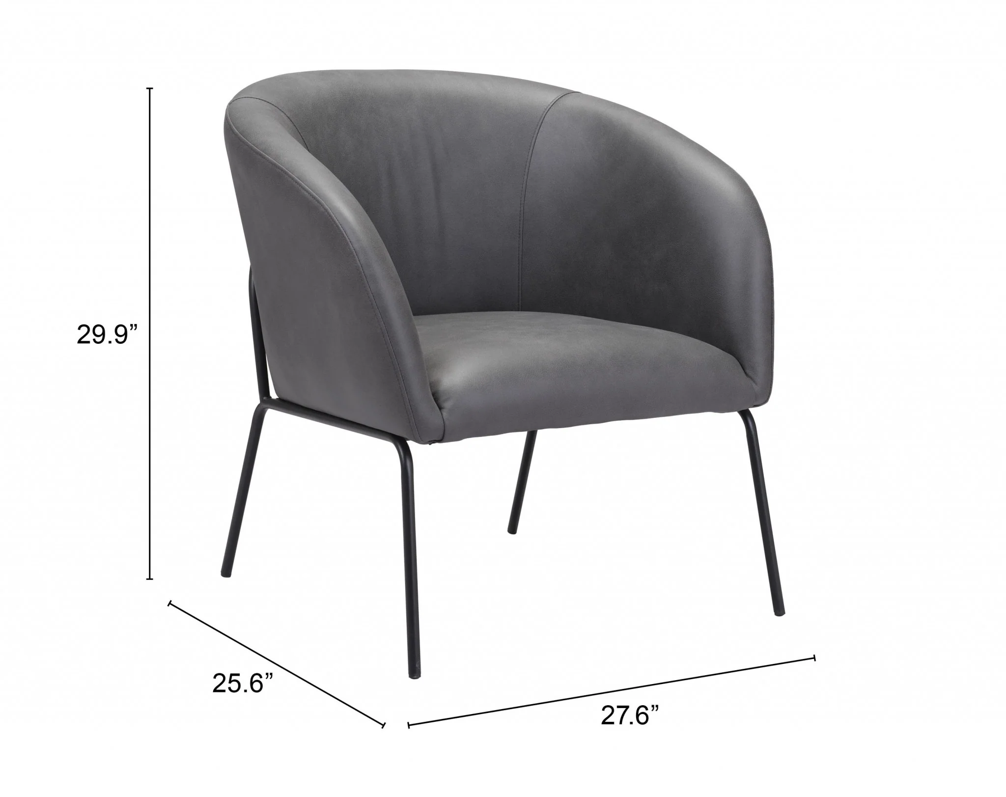 28" Grey Faux Leather And Gold Arm Chair By Homeroots - Image 8