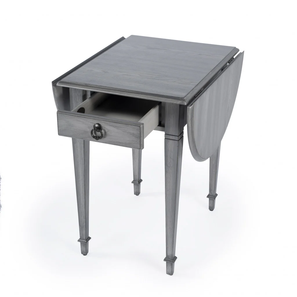 28" Grey Manufactured Wood Oval End Table With Drawer By Homeroots - Image 9