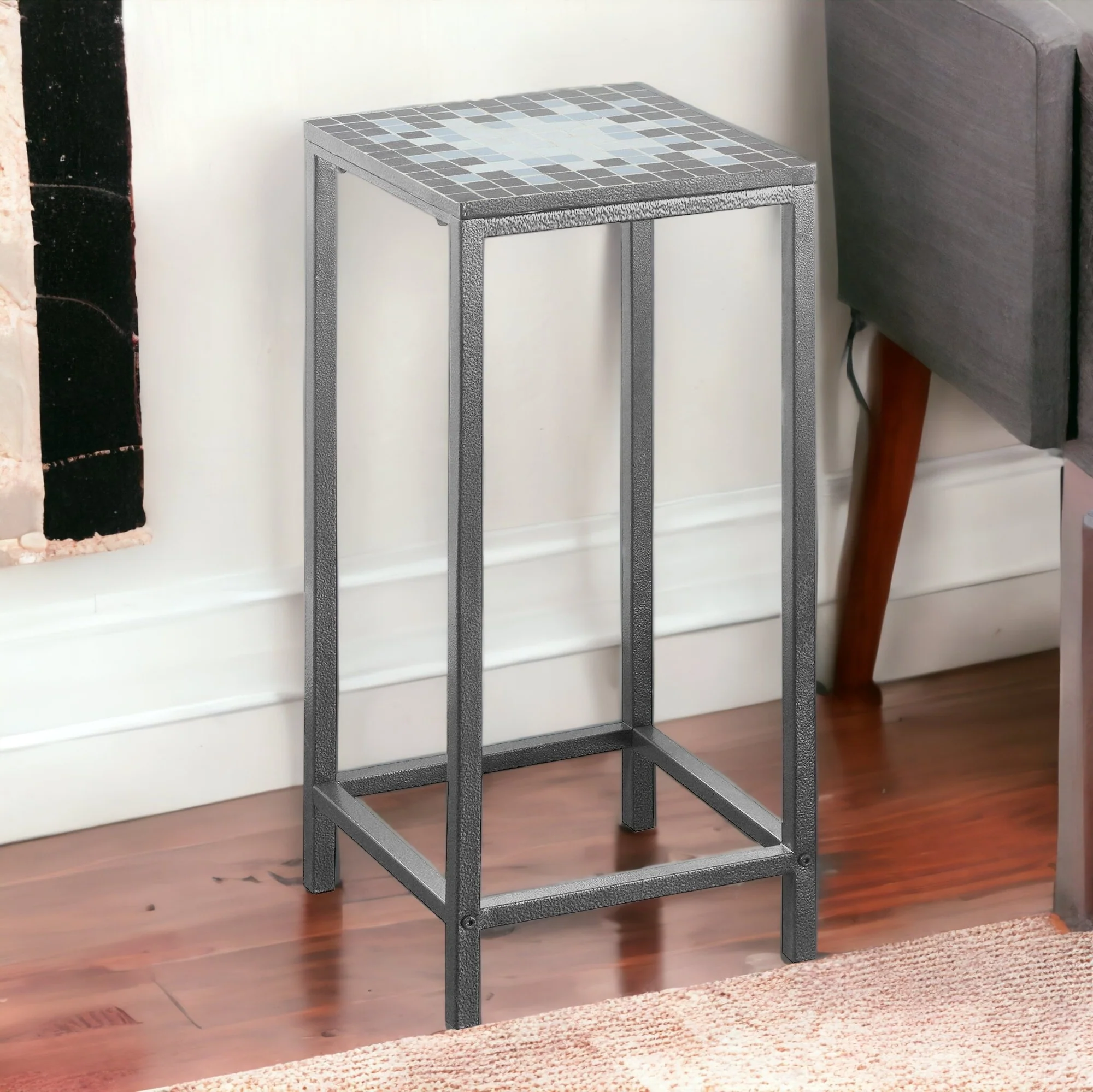 28" Grey Tile End Table By Homeroots - Image 5