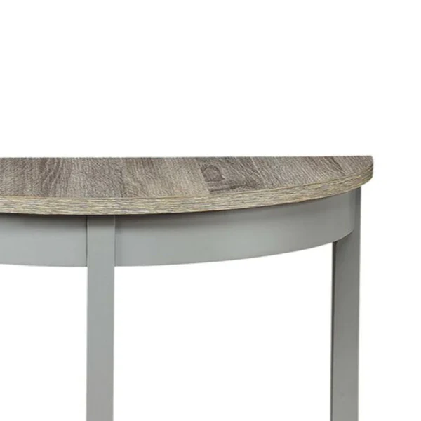 28 Inch Wooden Half Moon Console Table with Bottom Shelf, Gray By Benzara - Image 4