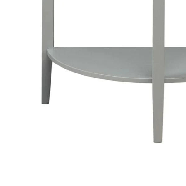 28 Inch Wooden Half Moon Console Table with Bottom Shelf, Gray By Benzara - Image 5