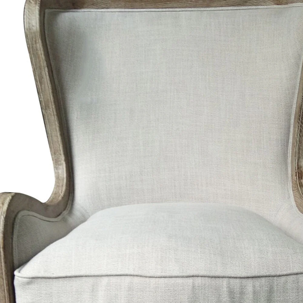 28" Ivory Taupe Linen Solid Color Lounge Chair By Homeroots - Image 4