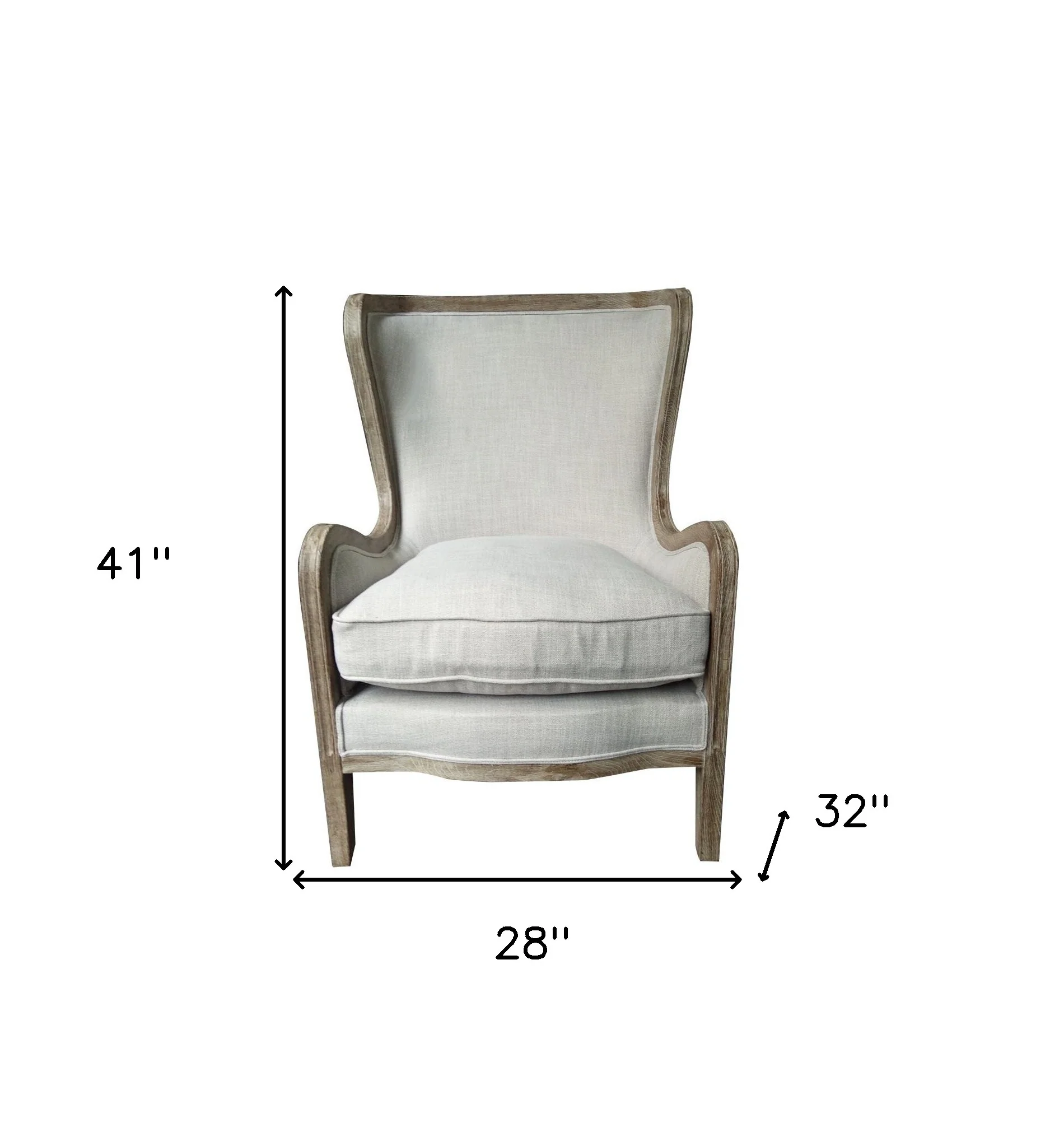 28" Ivory Taupe Linen Solid Color Lounge Chair By Homeroots - Image 5