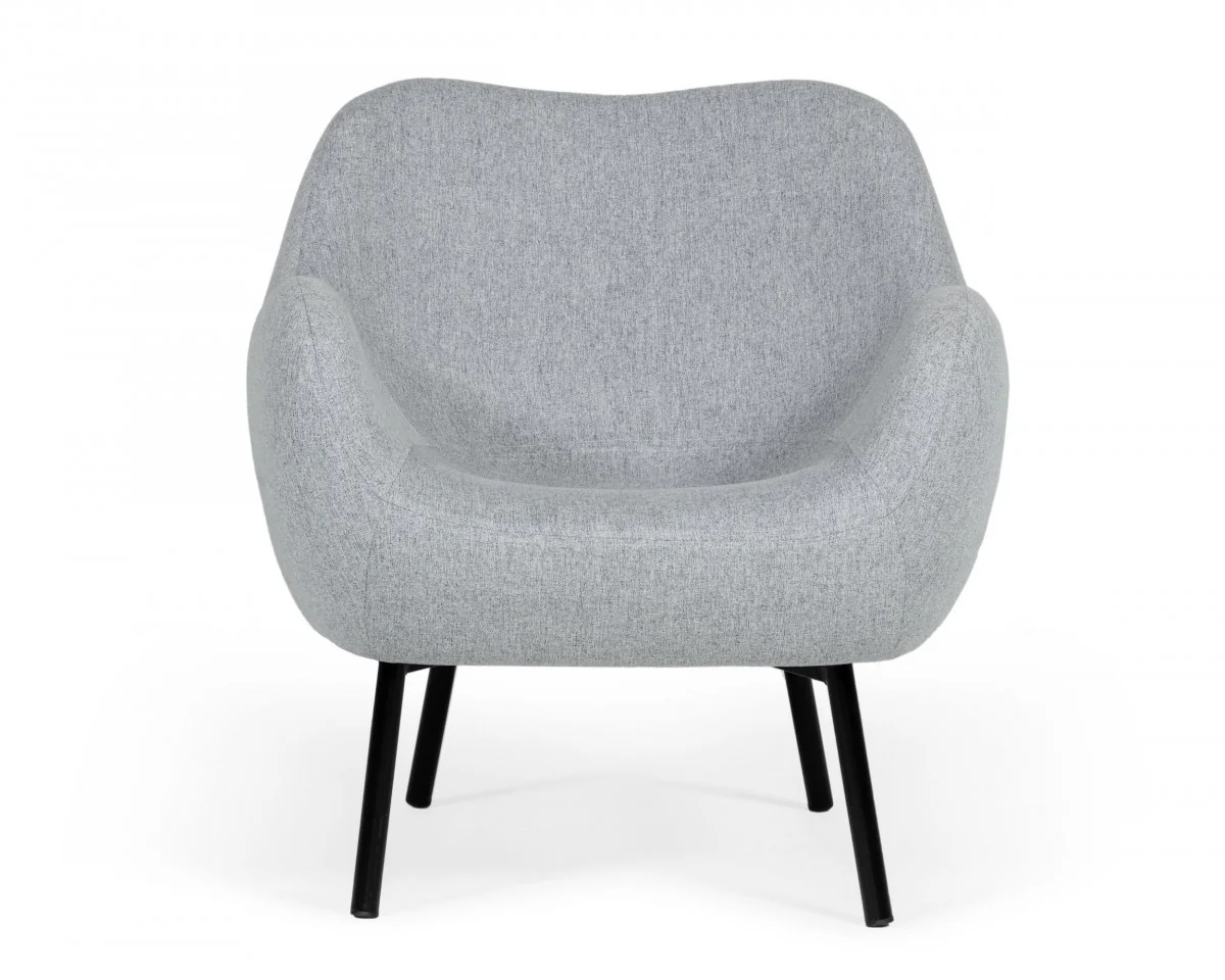 28" Modern Grey Linen Fabric Chunky Wingback Chair By Homeroots - Image 2