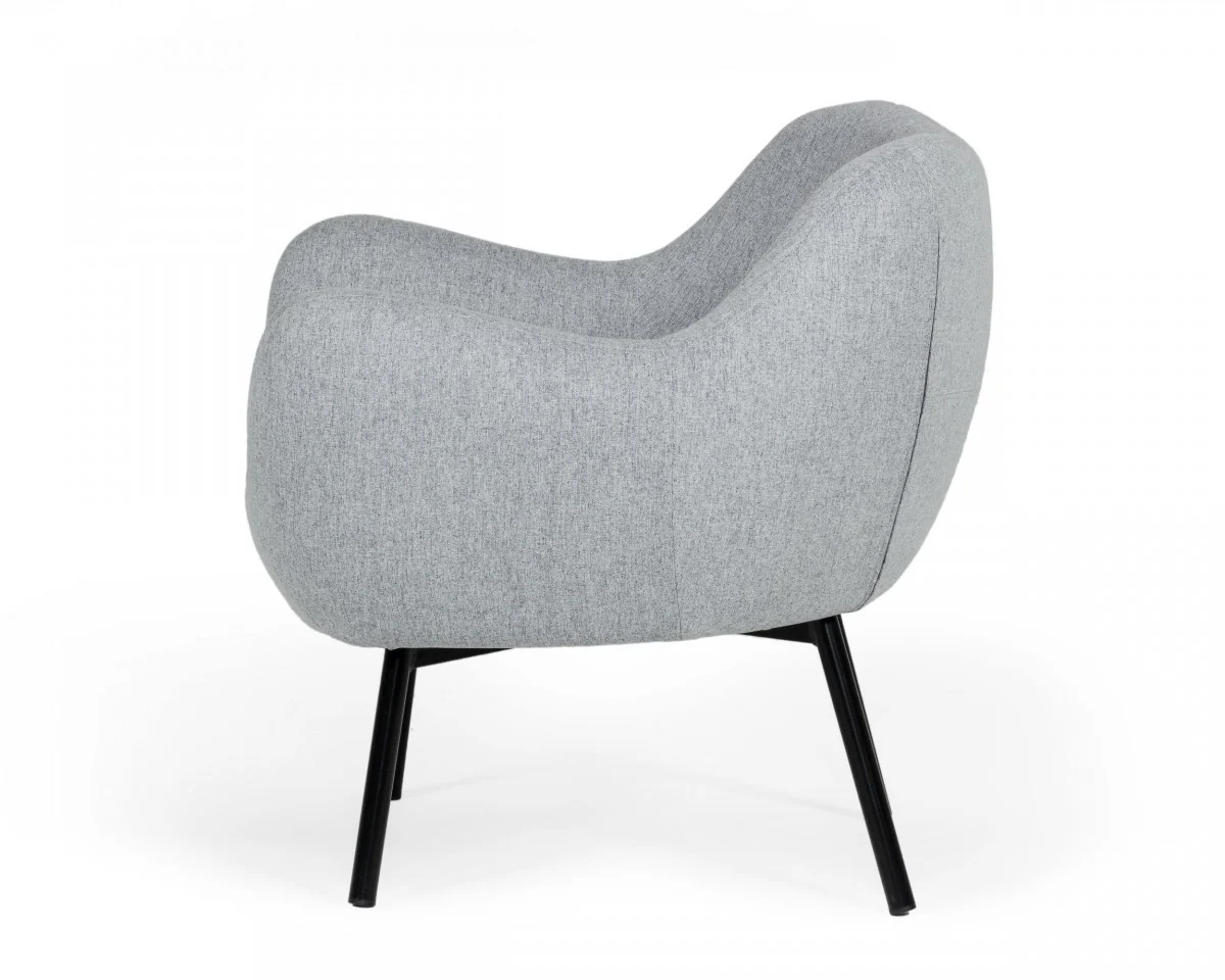 28" Modern Grey Linen Fabric Chunky Wingback Chair By Homeroots - Image 3