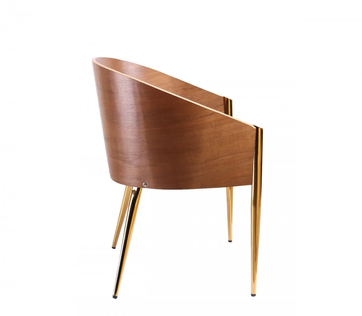 28" Modern Walnut Black and Gold Stylish Faux Leather Accent Chair By Homeroots - Image 2