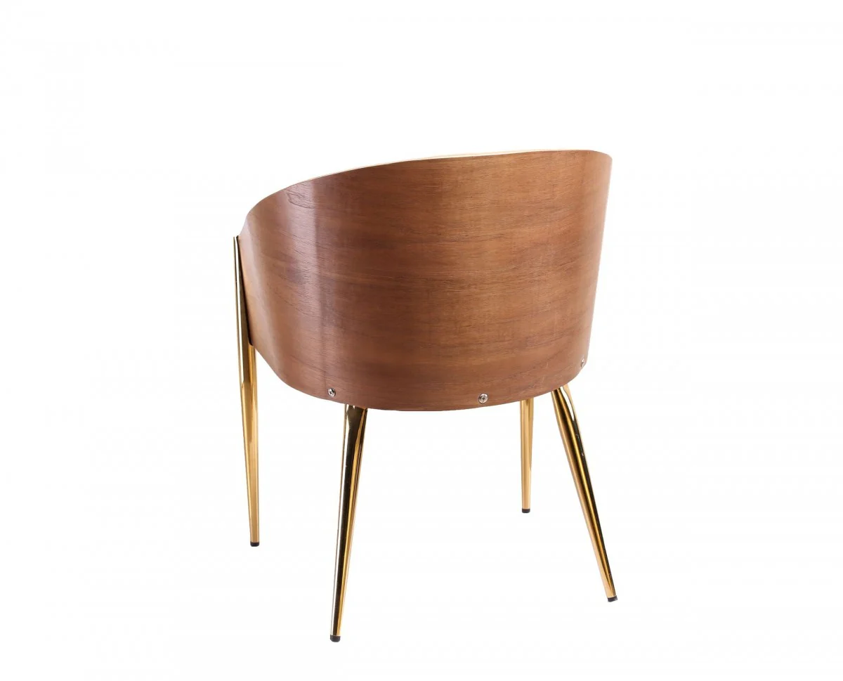 28" Modern Walnut Black and Gold Stylish Faux Leather Accent Chair By Homeroots - Image 3