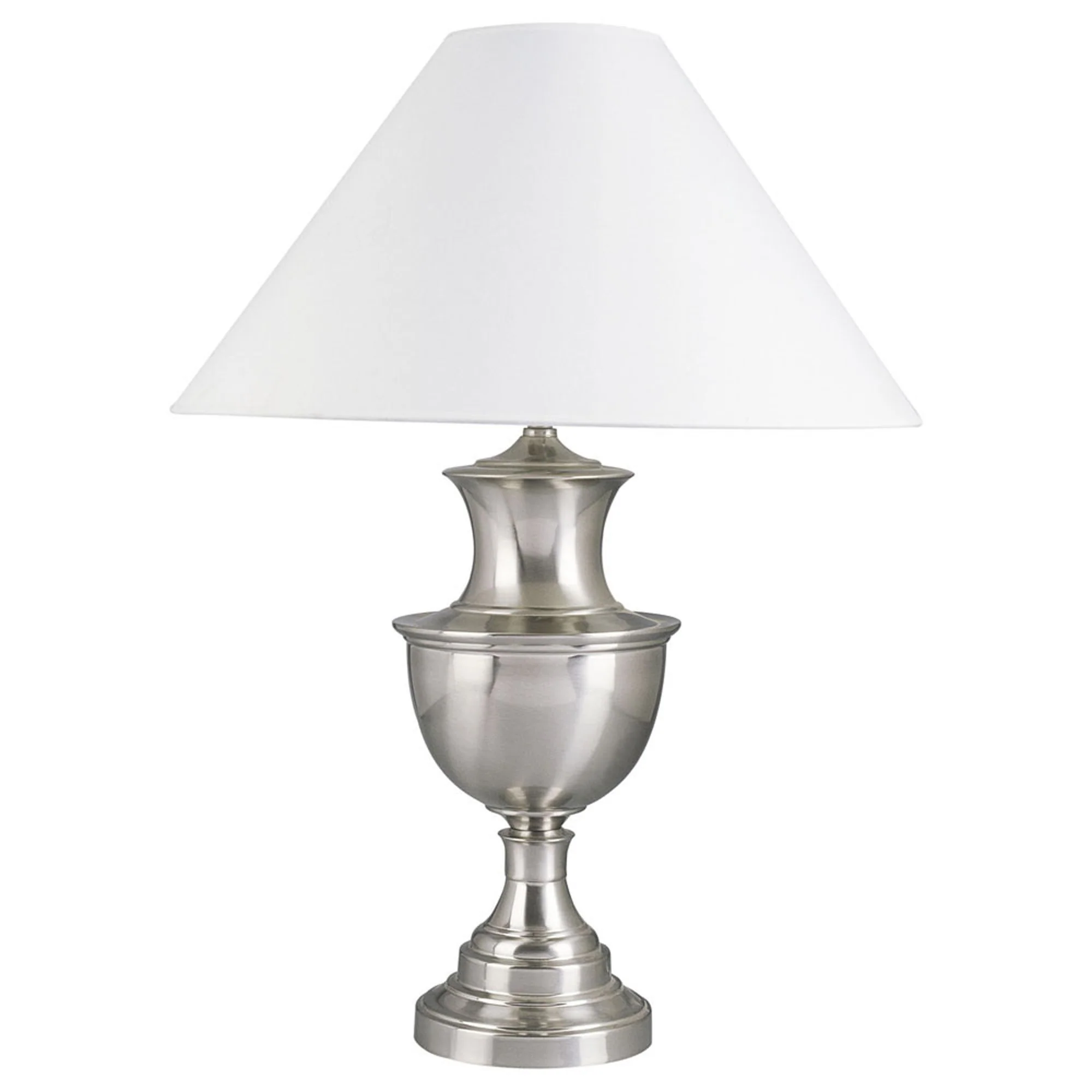 28" Nickel Metal Urn Table Lamp With White Classic Empire Shade By Homeroots - 468441 - Image 2