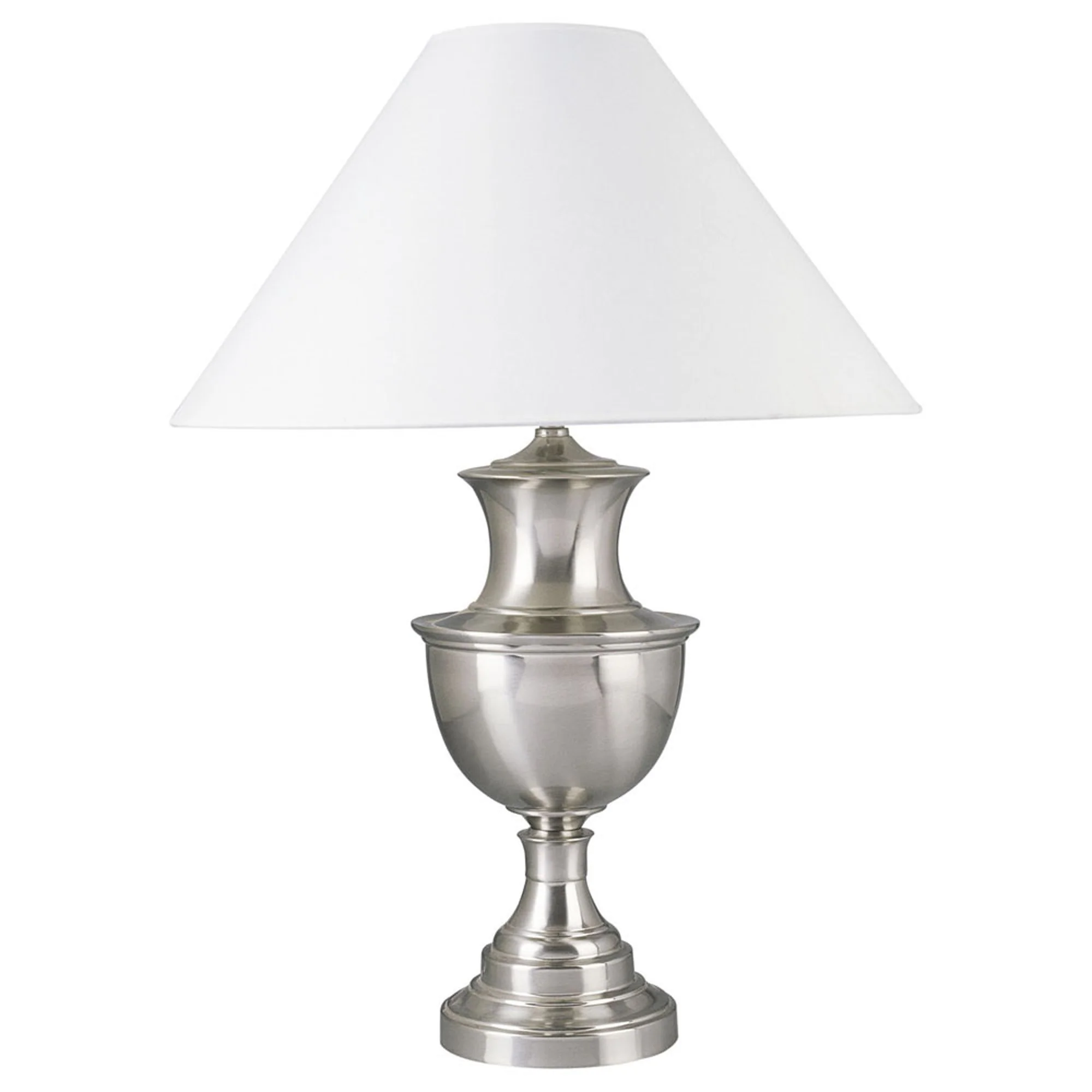 28" Nickel Metal Urn Table Lamp With White Classic Empire Shade By Homeroots - 468441 - Image 3