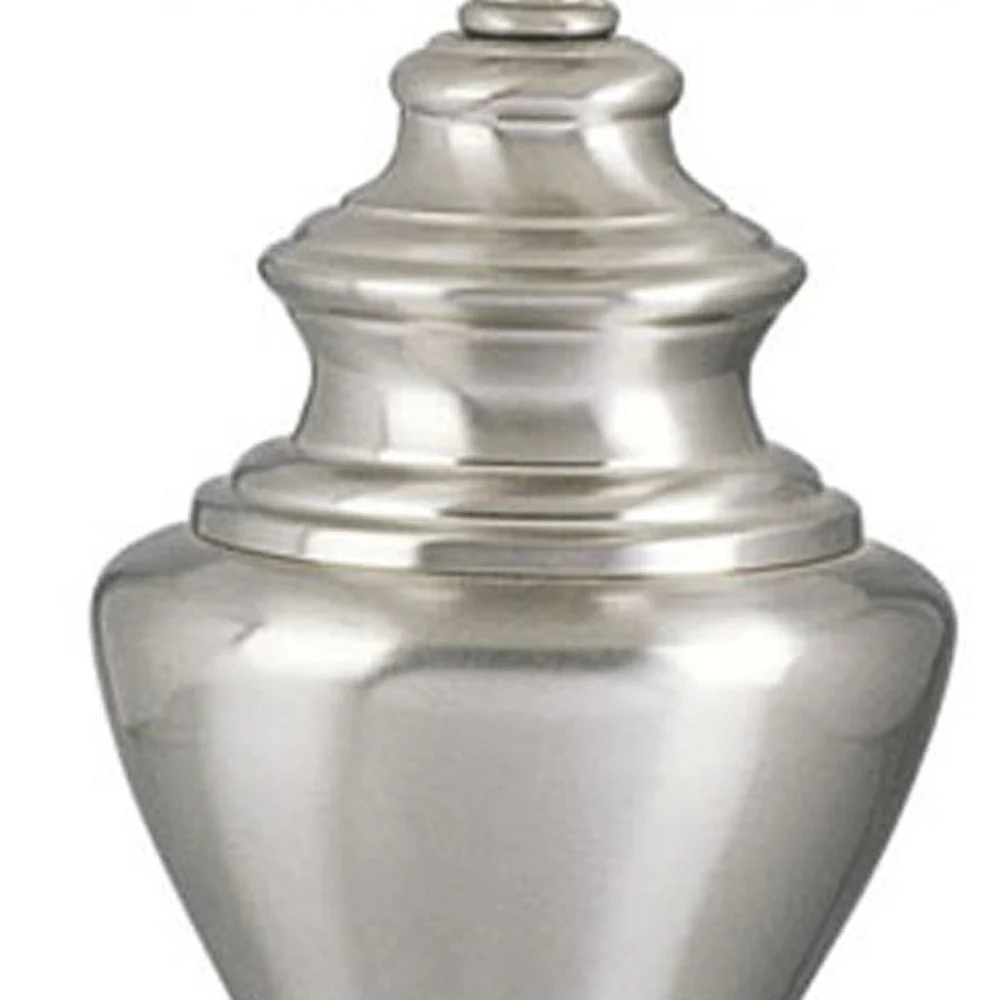 28" Nickel Metal Urn Table Lamp With White Classic Empire Shade By Homeroots - 468566 - Image 4