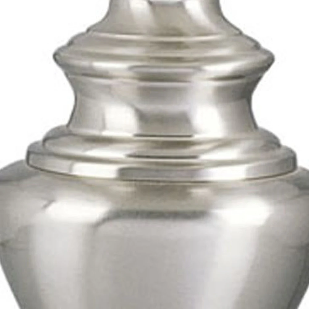 28" Nickel Metal Urn Table Lamp With White Classic Empire Shade By Homeroots - 468566 - Image 5