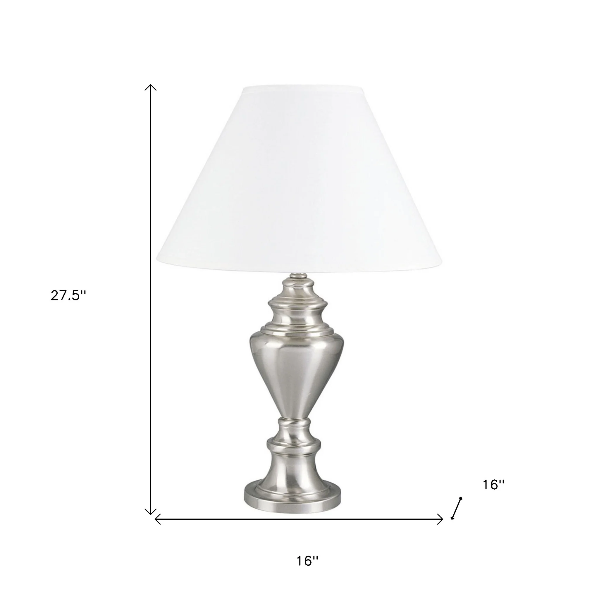 28" Nickel Metal Urn Table Lamp With White Classic Empire Shade By Homeroots - 468566 - Image 6