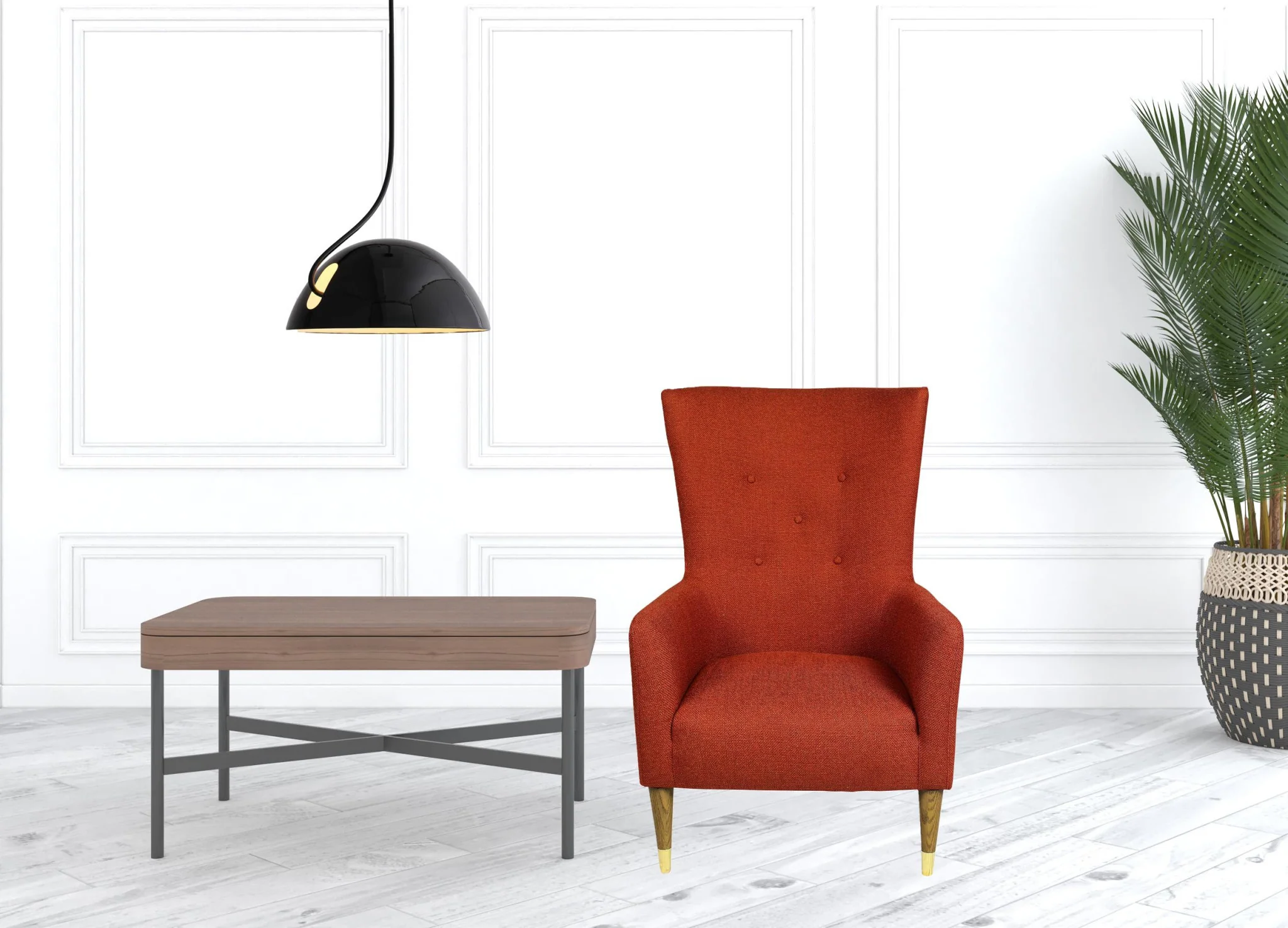 28" Orange And Natural Solid Color Lounge Chair By Homeroots - Image 4