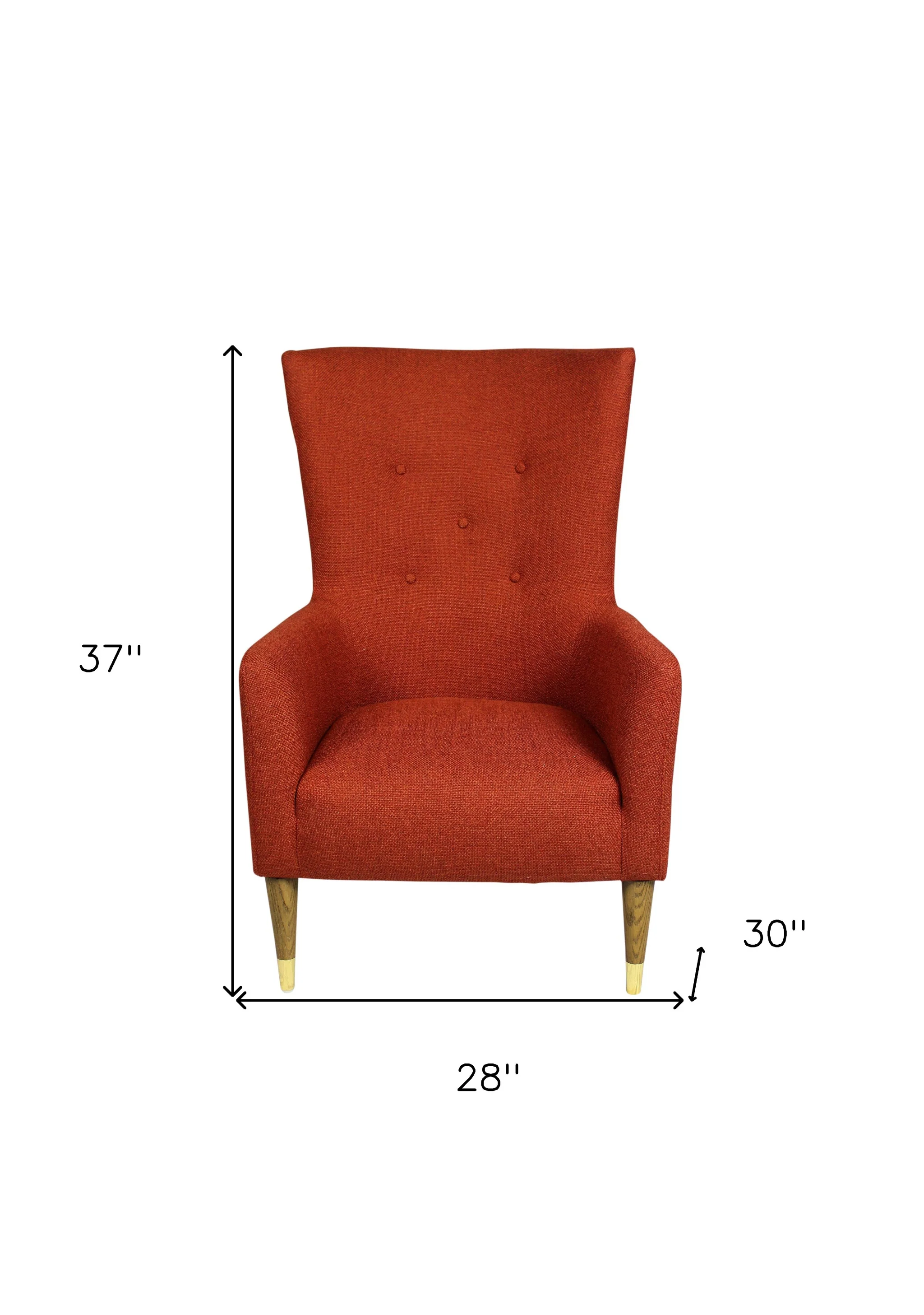 28" Orange And Natural Solid Color Lounge Chair By Homeroots - Image 6