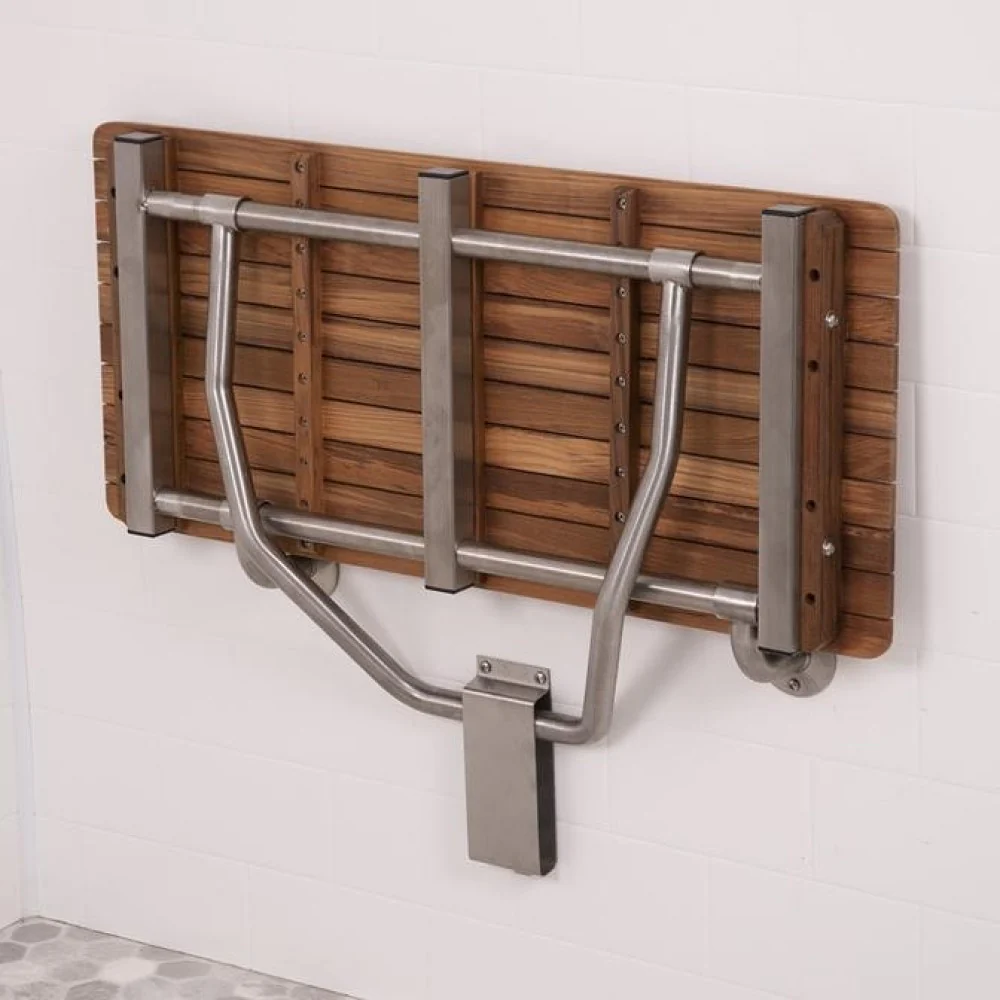28" Premium Wall Mount Teak Shower Bench By Homeroots - Image 2