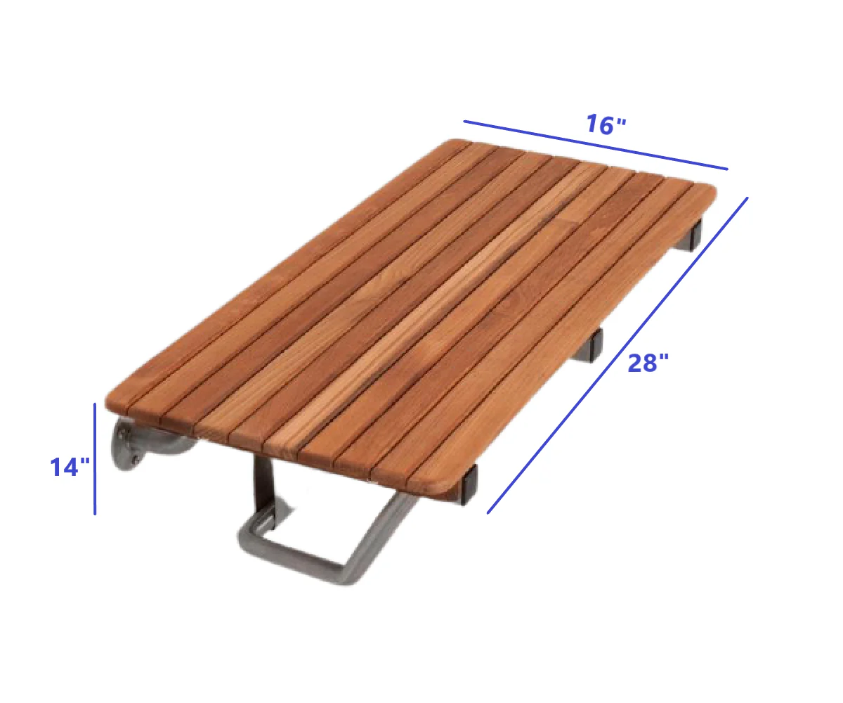 28" Premium Wall Mount Teak Shower Bench By Homeroots - Image 4