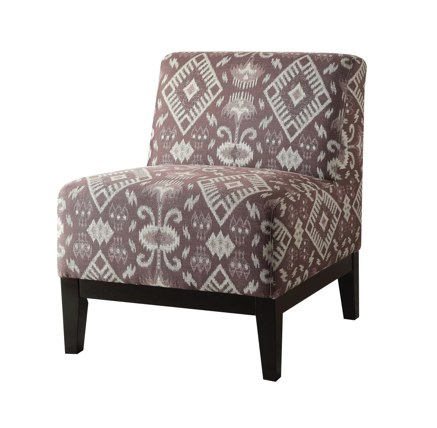 28" Purple Chenille And Black Ikat Slipper Chair By Homeroots - Image 3