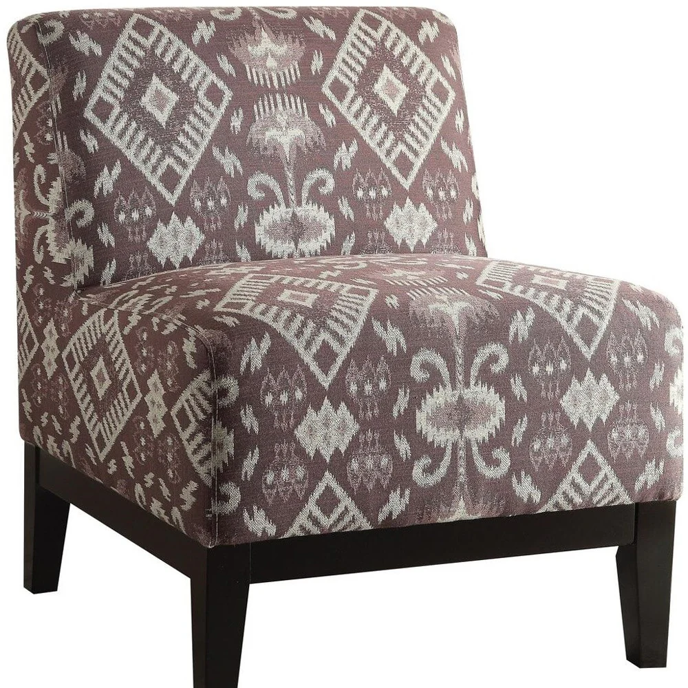 28" Purple Chenille And Black Ikat Slipper Chair By Homeroots - Image 4