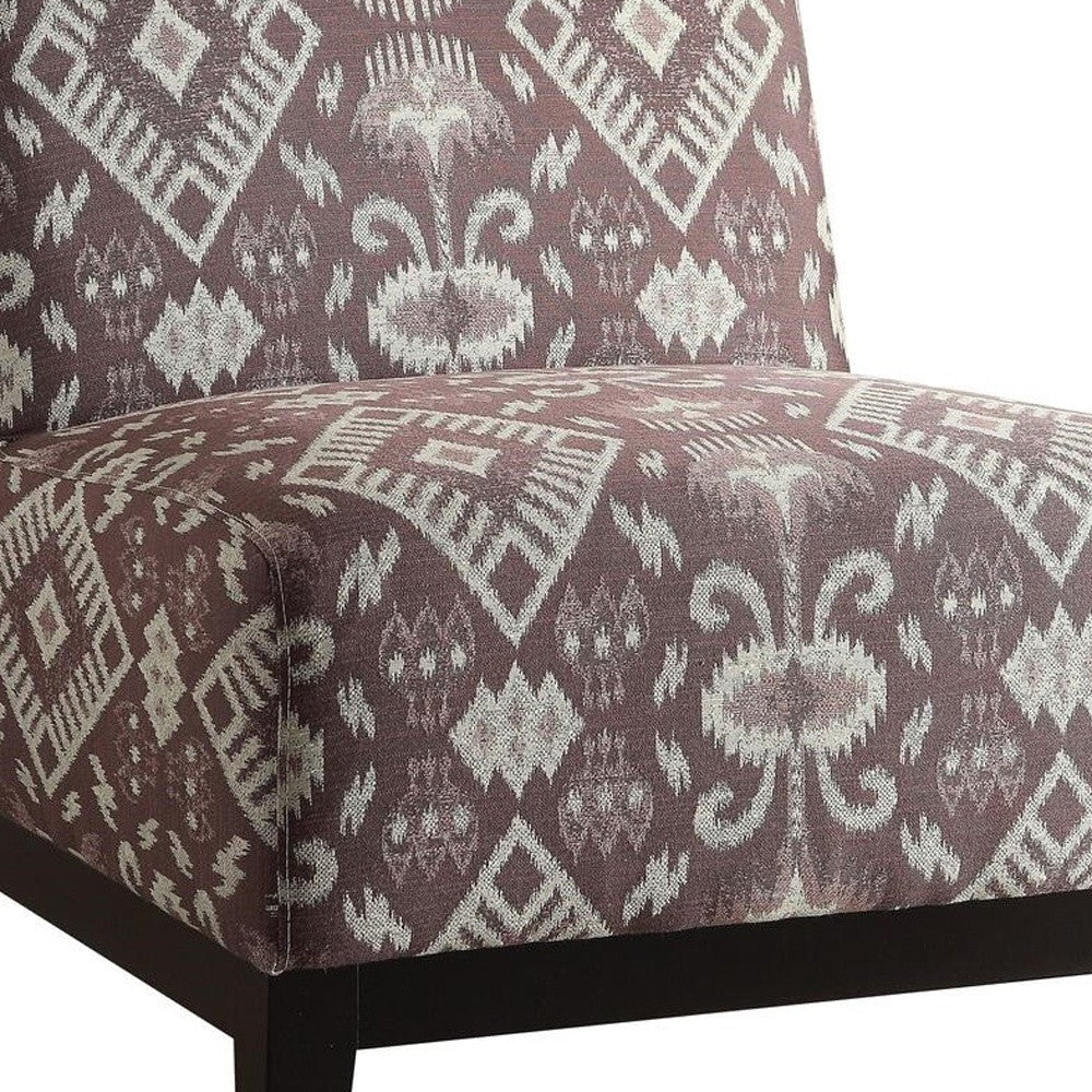 28" Purple Chenille And Black Ikat Slipper Chair By Homeroots - Image 5
