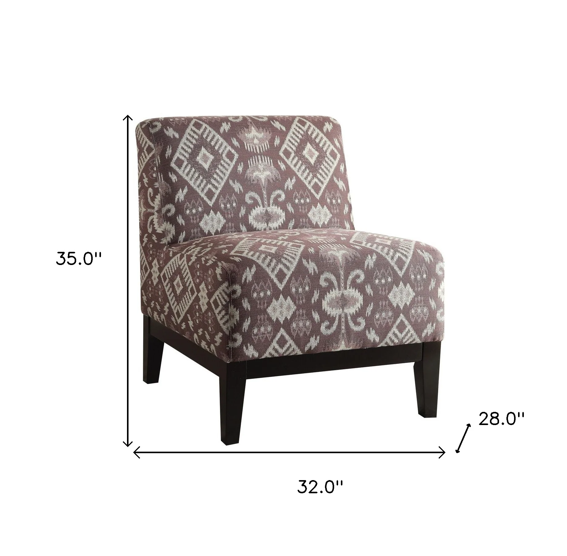 28" Purple Chenille And Black Ikat Slipper Chair By Homeroots - Image 6