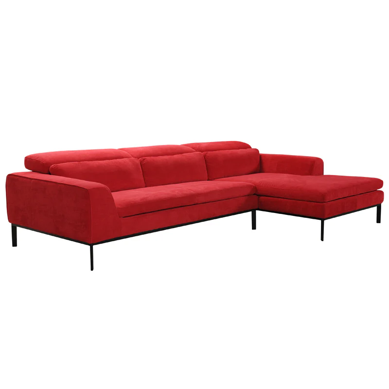 28' Red Fabric and Wood Sectional Sofa By Homeroots - Image 2