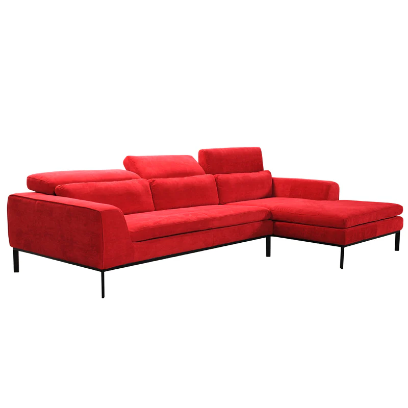 28' Red Fabric and Wood Sectional Sofa By Homeroots - Image 3