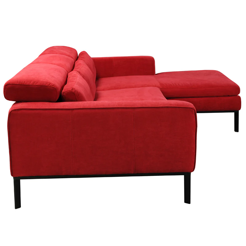 28' Red Fabric and Wood Sectional Sofa By Homeroots - Image 4
