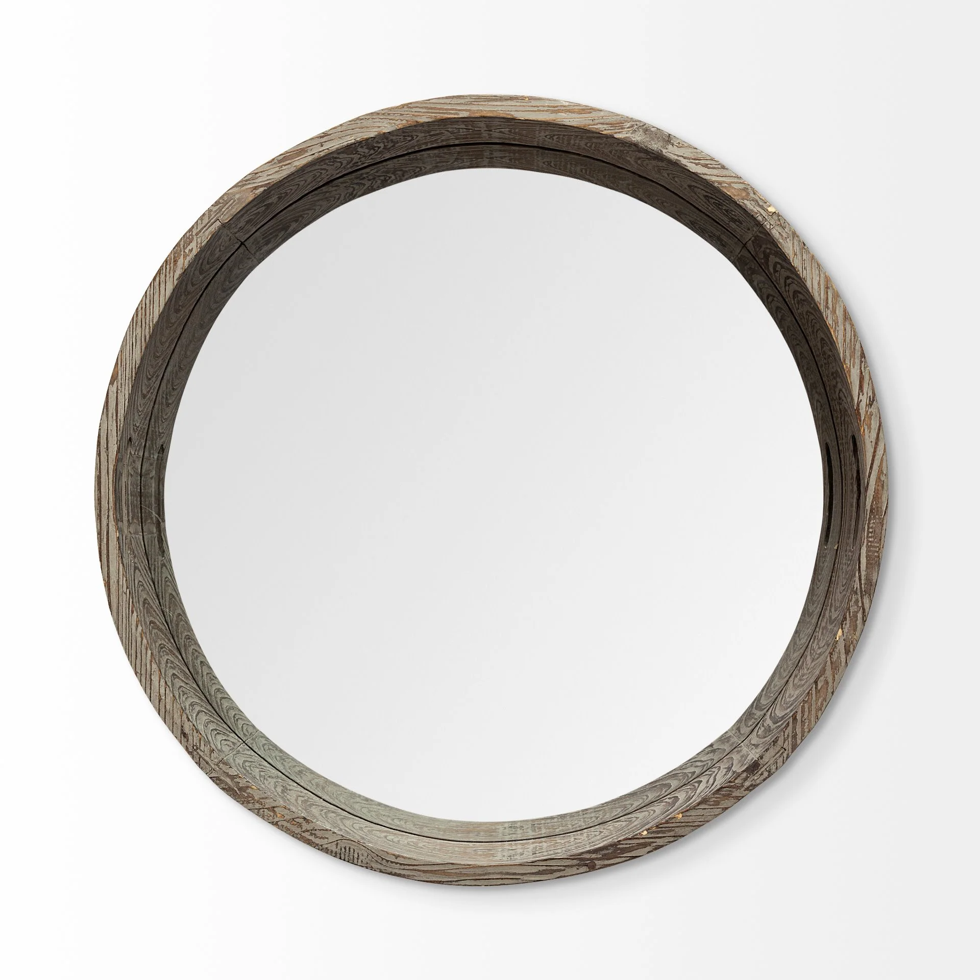 28' Round Natural Finish Fir Wood Mirrored Glass Bottom Tray By Homeroots - Image 2