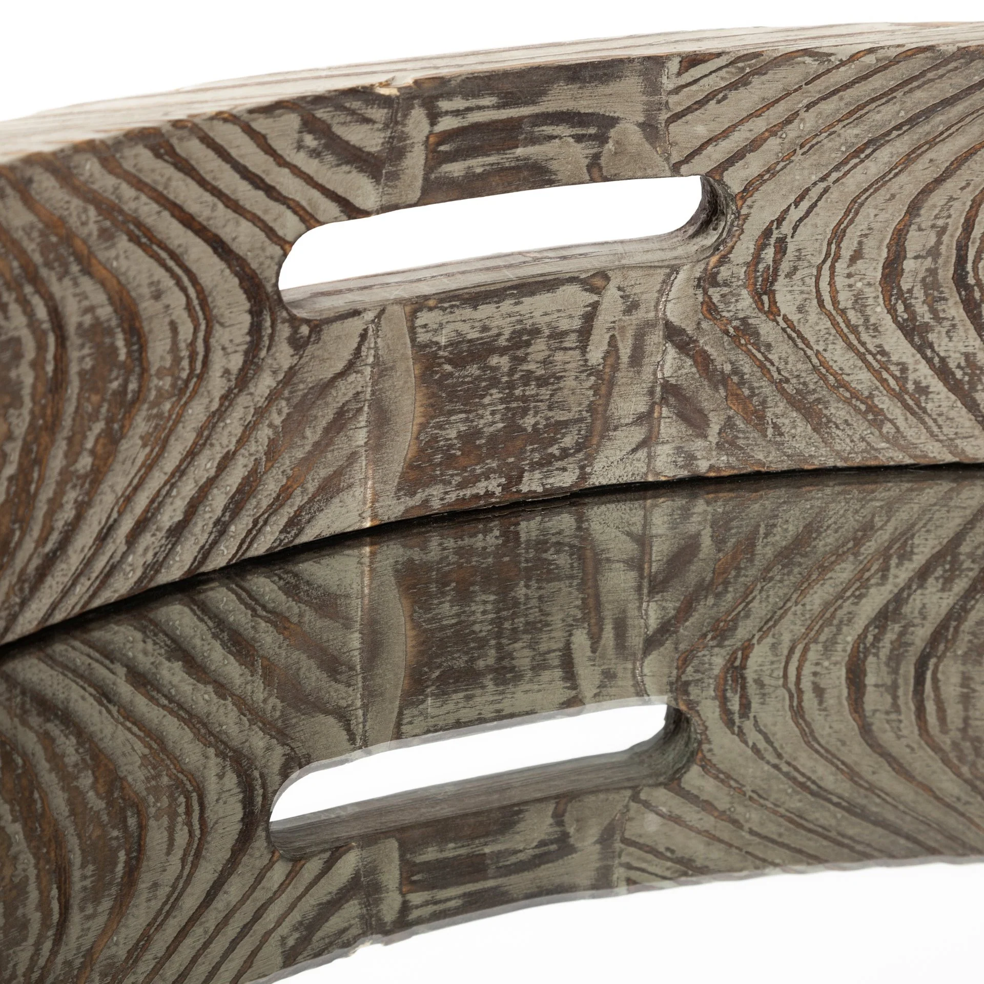 28' Round Natural Finish Fir Wood Mirrored Glass Bottom Tray By Homeroots - Image 6