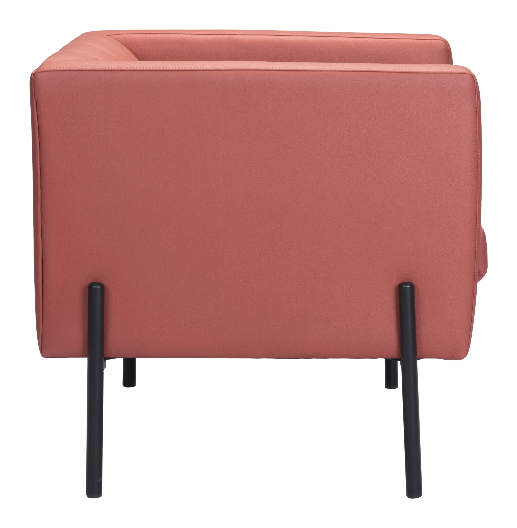 28" Rust And Black Faux Leather Tufted Barrel Chair By Homeroots - Image 3