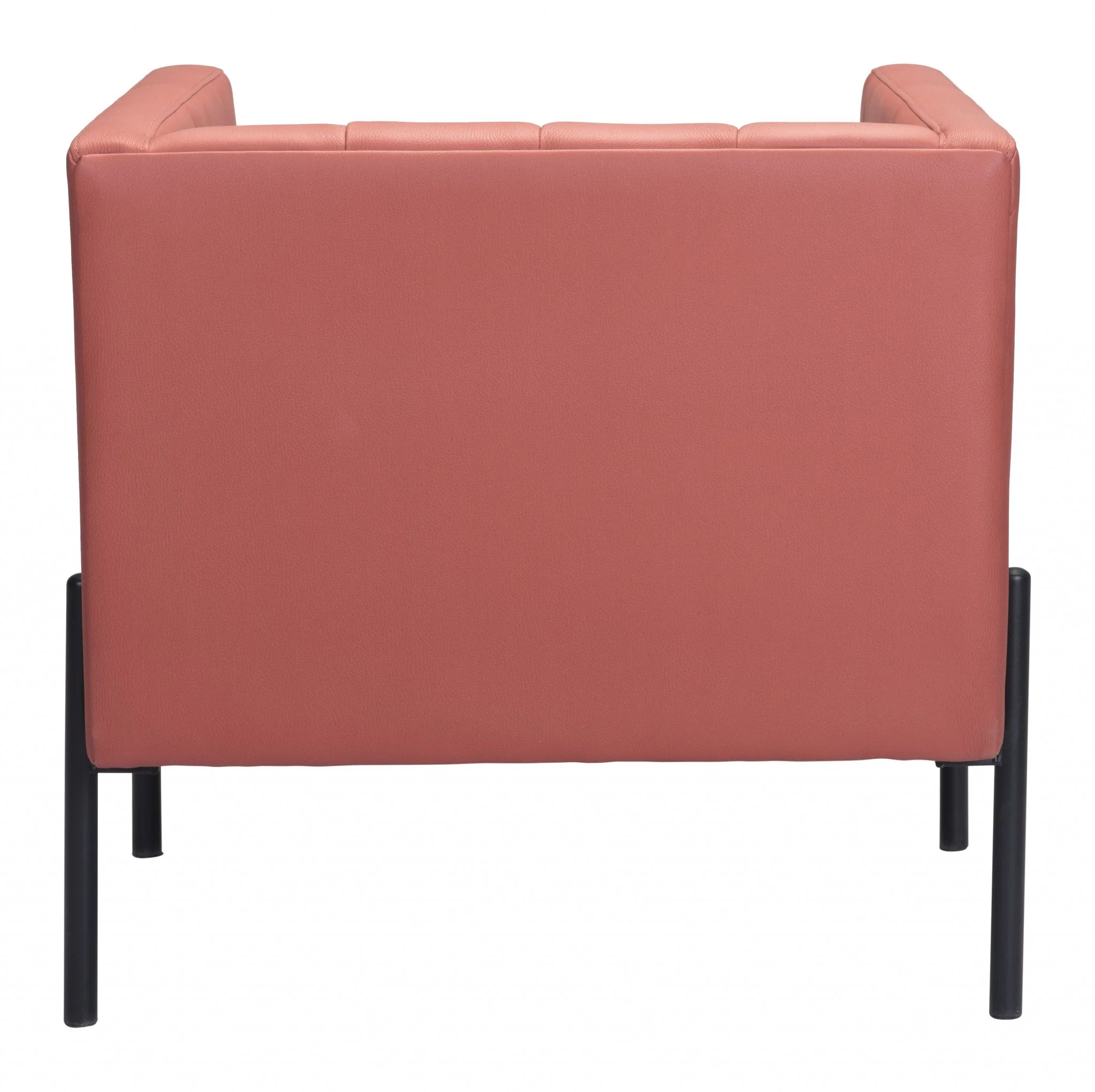 28" Rust And Black Faux Leather Tufted Barrel Chair By Homeroots - Image 5