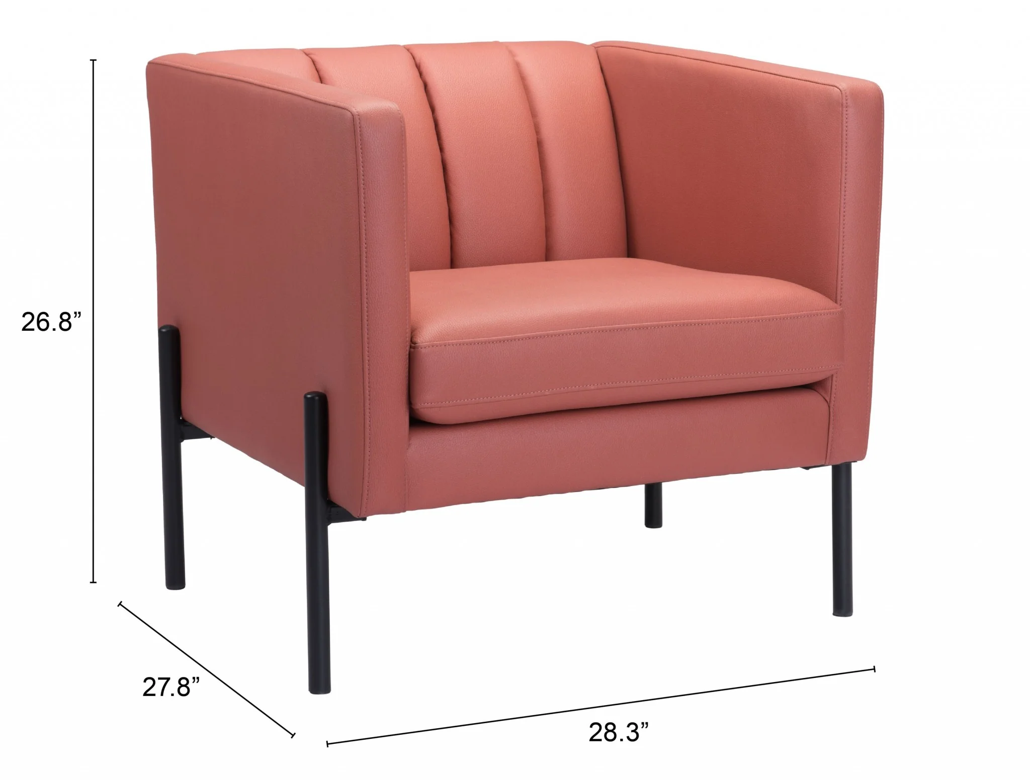 28" Rust And Black Faux Leather Tufted Barrel Chair By Homeroots - Image 9