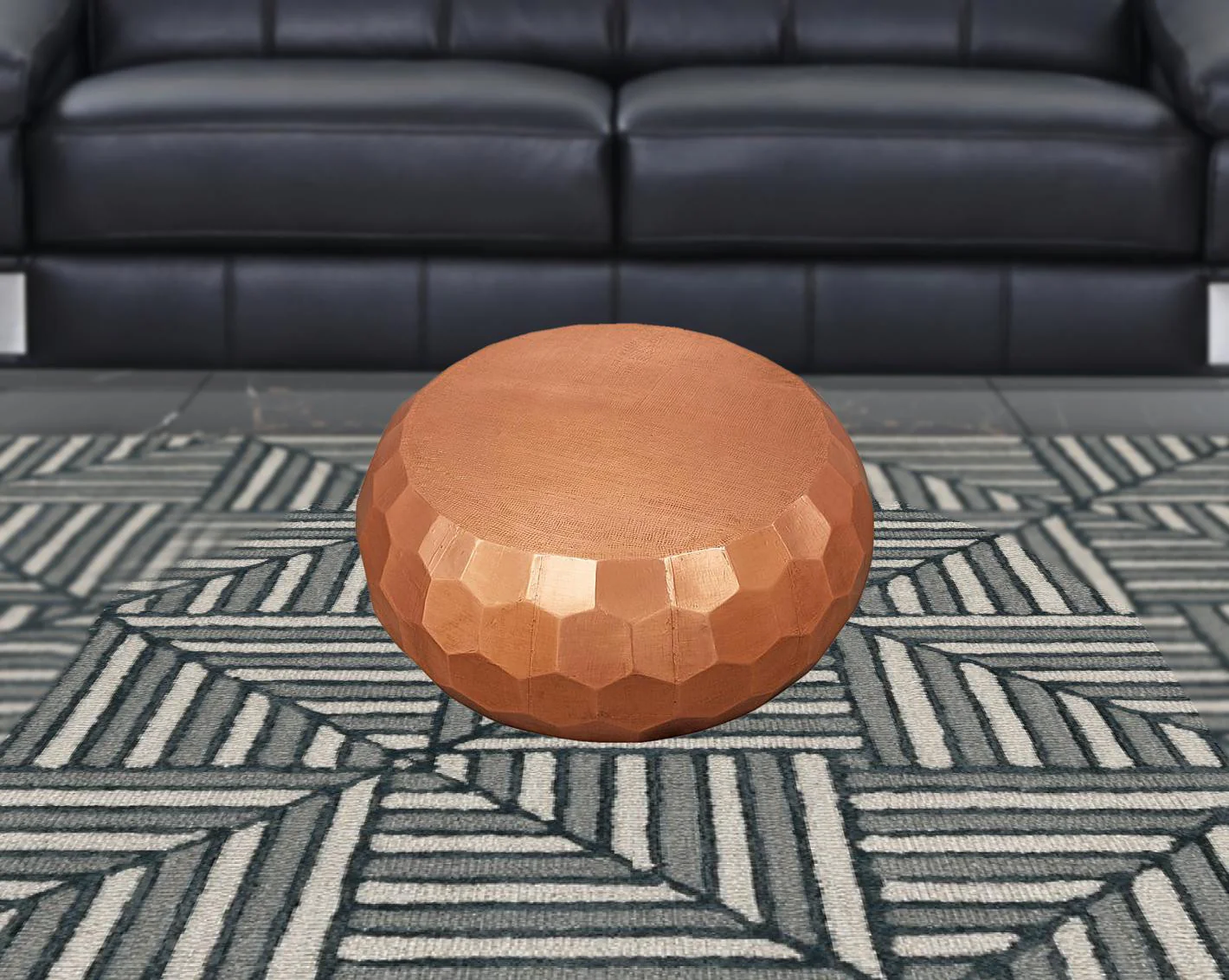 28" Rustic Copper Brass Hexagon Coffee Table By Homeroots - Image 4