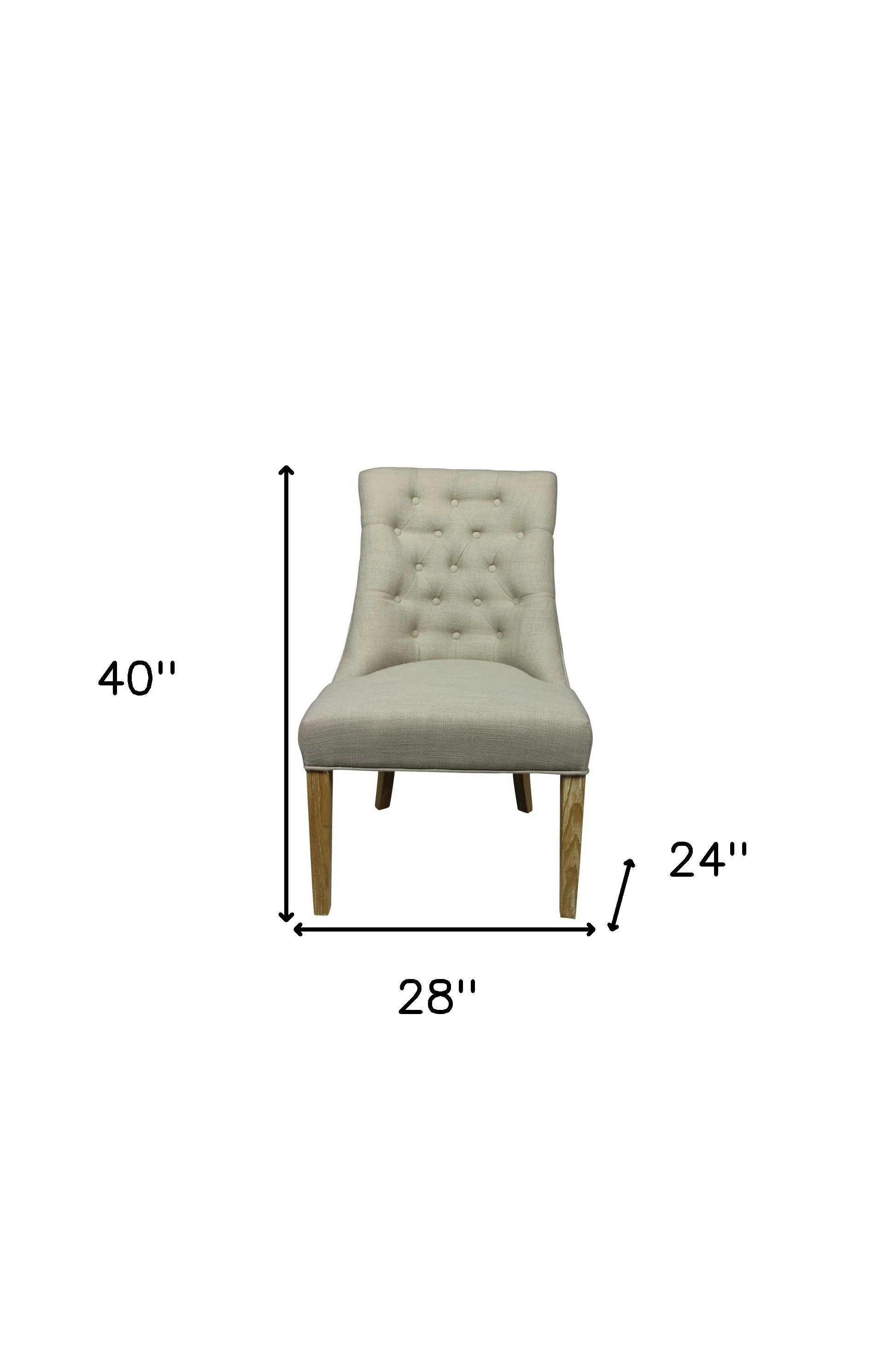 28" Taupe 100% Polyester And Natural Solid Color Side Chair By Homeroots - Image 5
