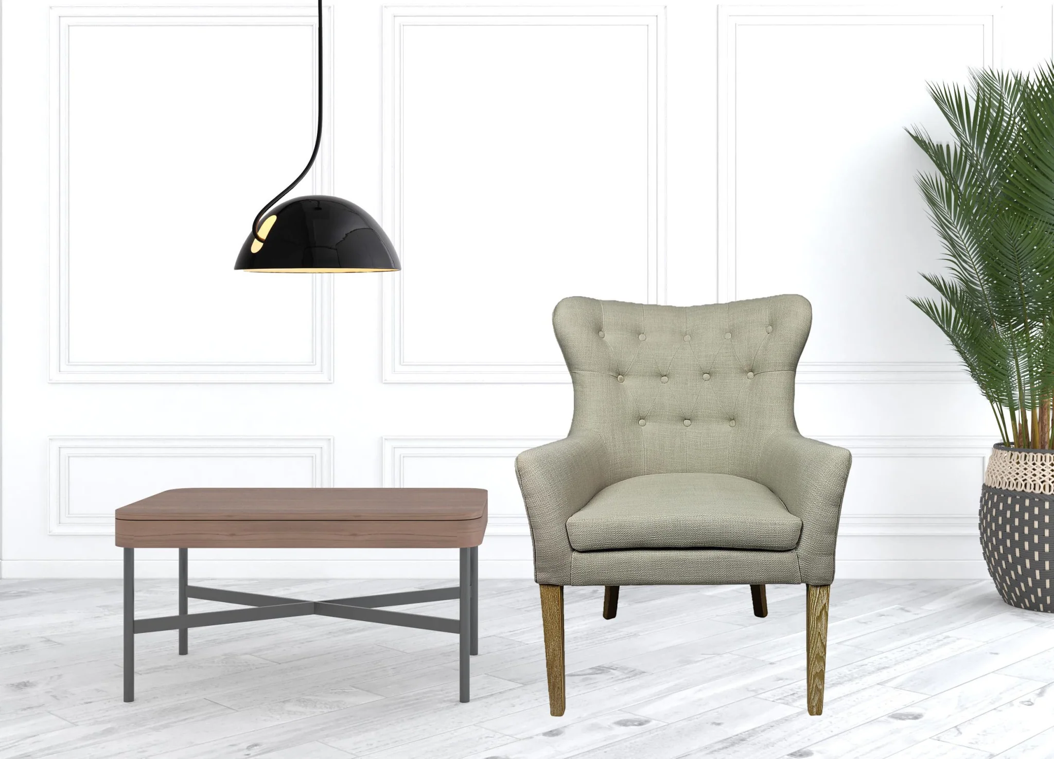28" Taupe 100% Polyester And Natural Tufted Arm Chair By Homeroots - Image 3