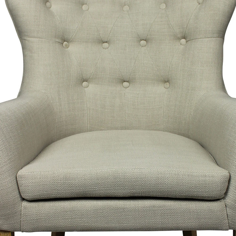 28" Taupe 100% Polyester And Natural Tufted Arm Chair By Homeroots - Image 4