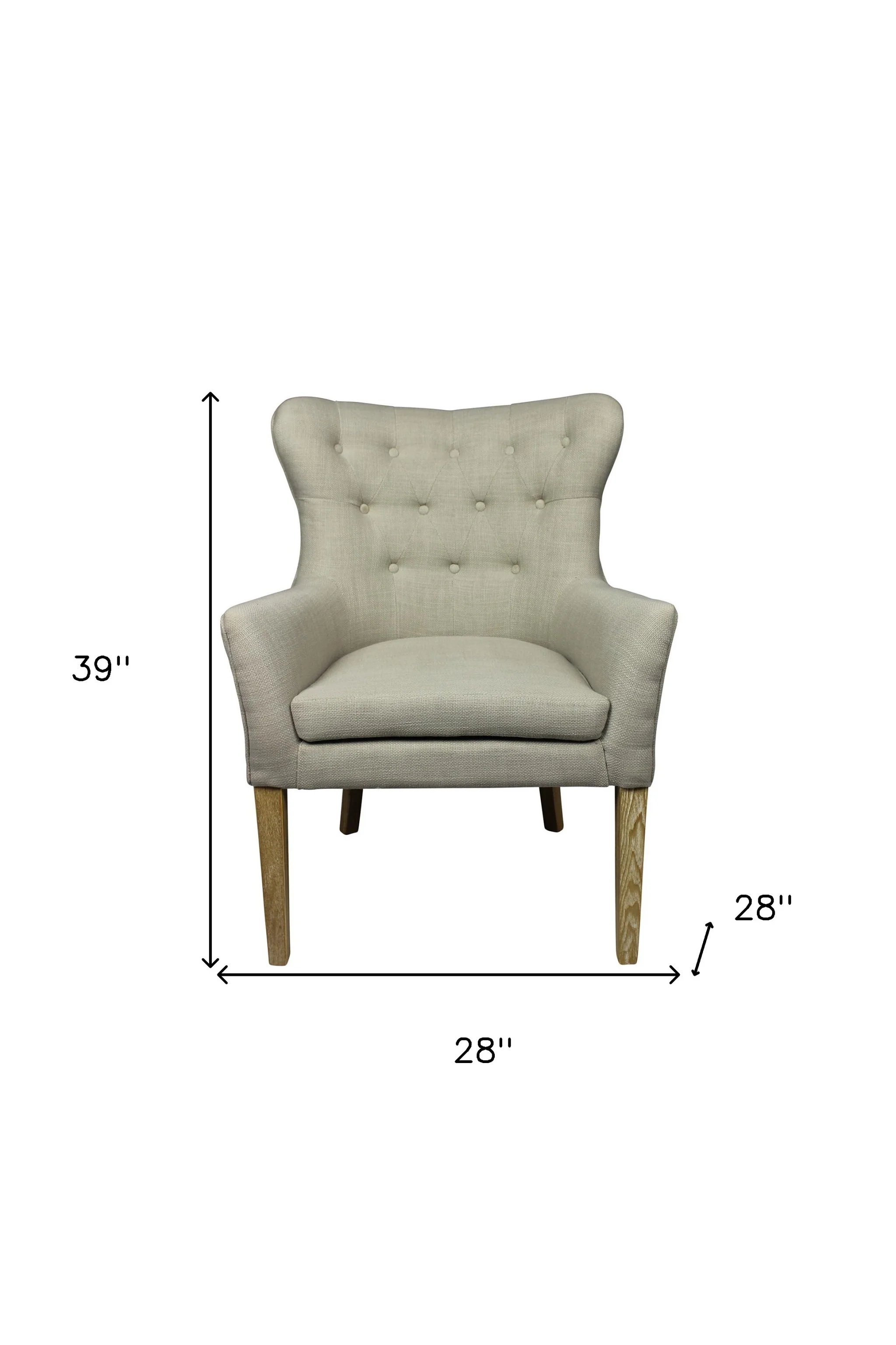 28" Taupe 100% Polyester And Natural Tufted Arm Chair By Homeroots - Image 5