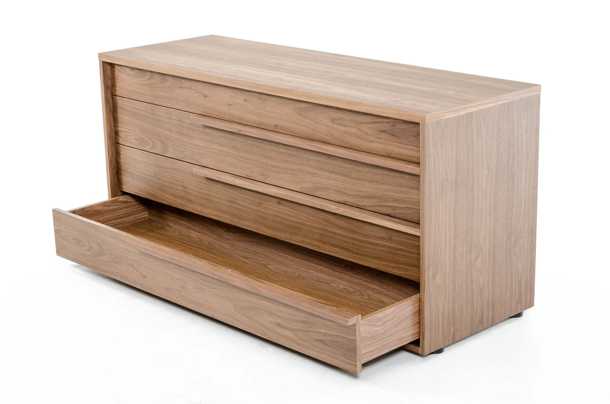 28 Walnut Veneer and MDF Dresser with 3 Drawers By Homeroots - Image 3
