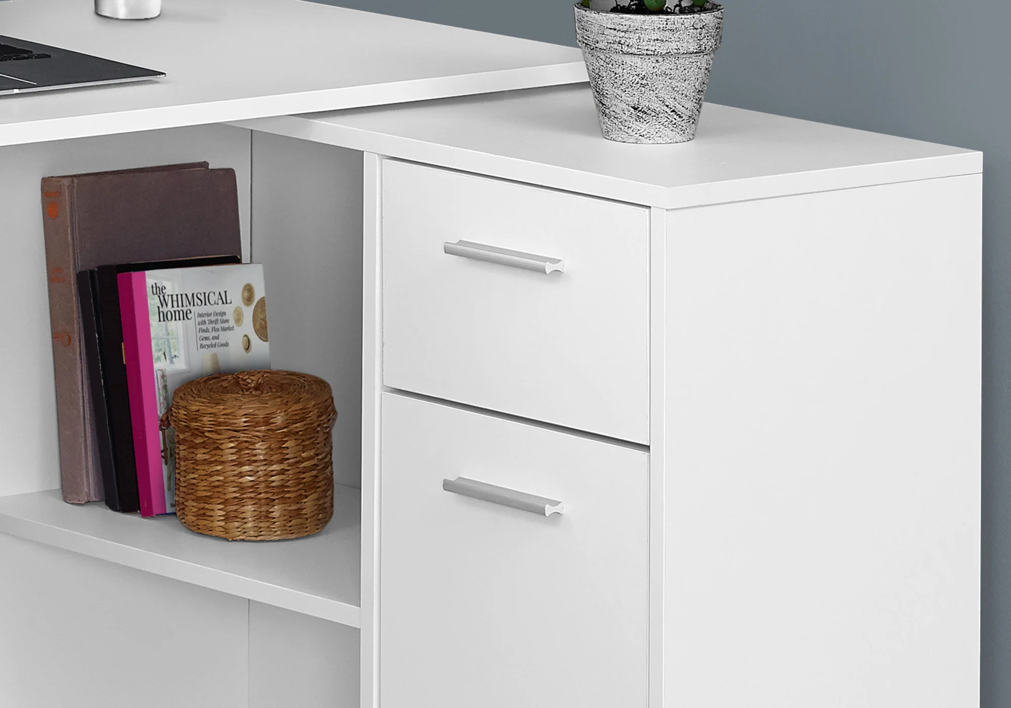 29.5" Particle Board and Laminate Computer Desk with a Storage Cabinet By Homeroots - Image 3
