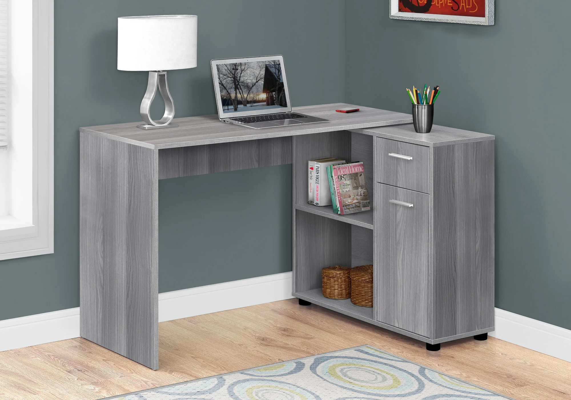 29.5" Particle Board and Laminate Computer Desk with a Storage Cabinet By Homeroots - Image 6