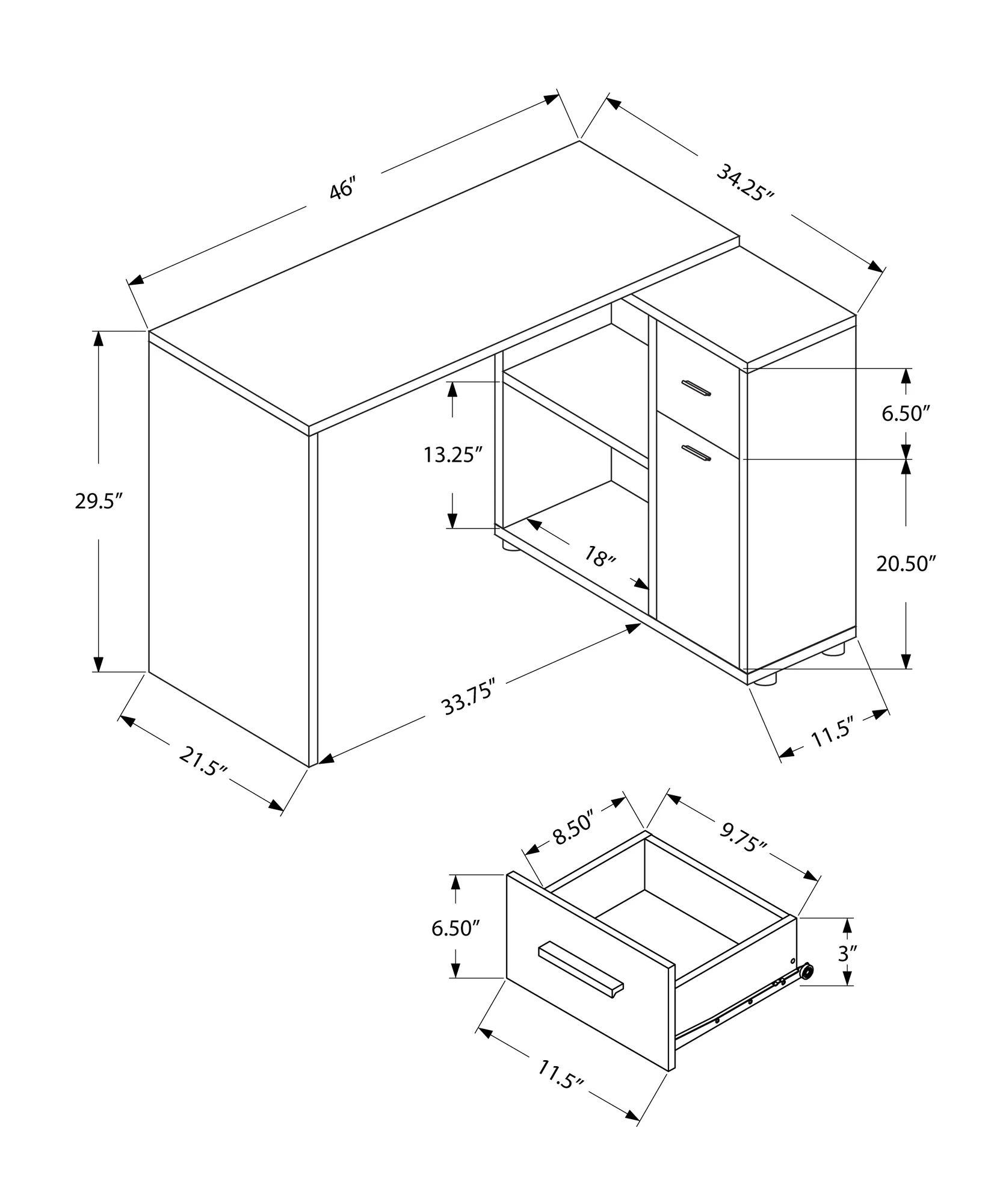 29.5" Particle Board and Laminate Computer Desk with a Storage Cabinet By Homeroots - Image 9