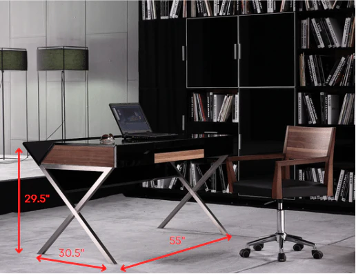 29.5 Veneer and Stainless Steel Office Desk By Homeroots - Image 2