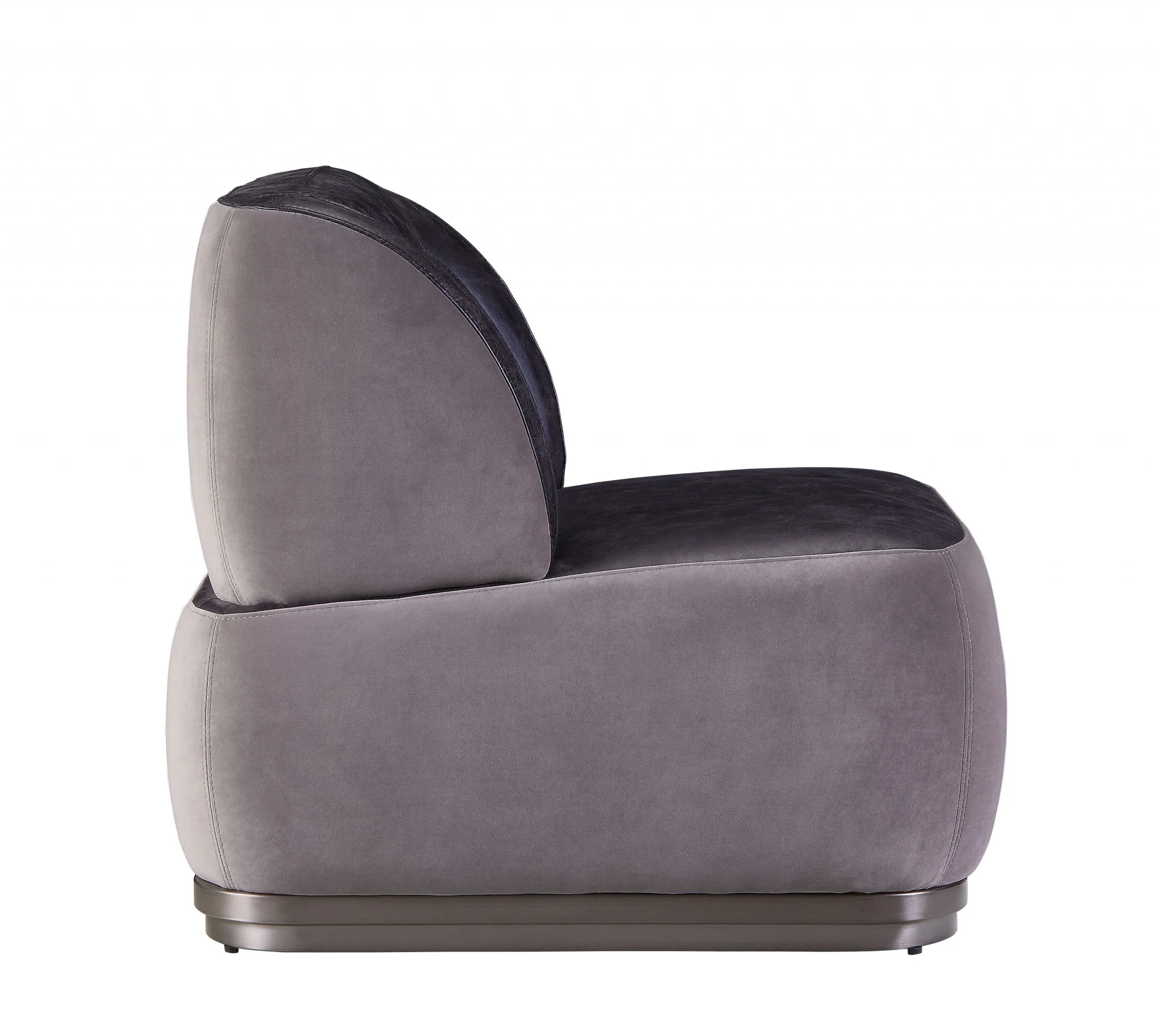 29" Antique Slate Gray Velvet And Brown Solid Color Slipper Chair By Homeroots - Image 3