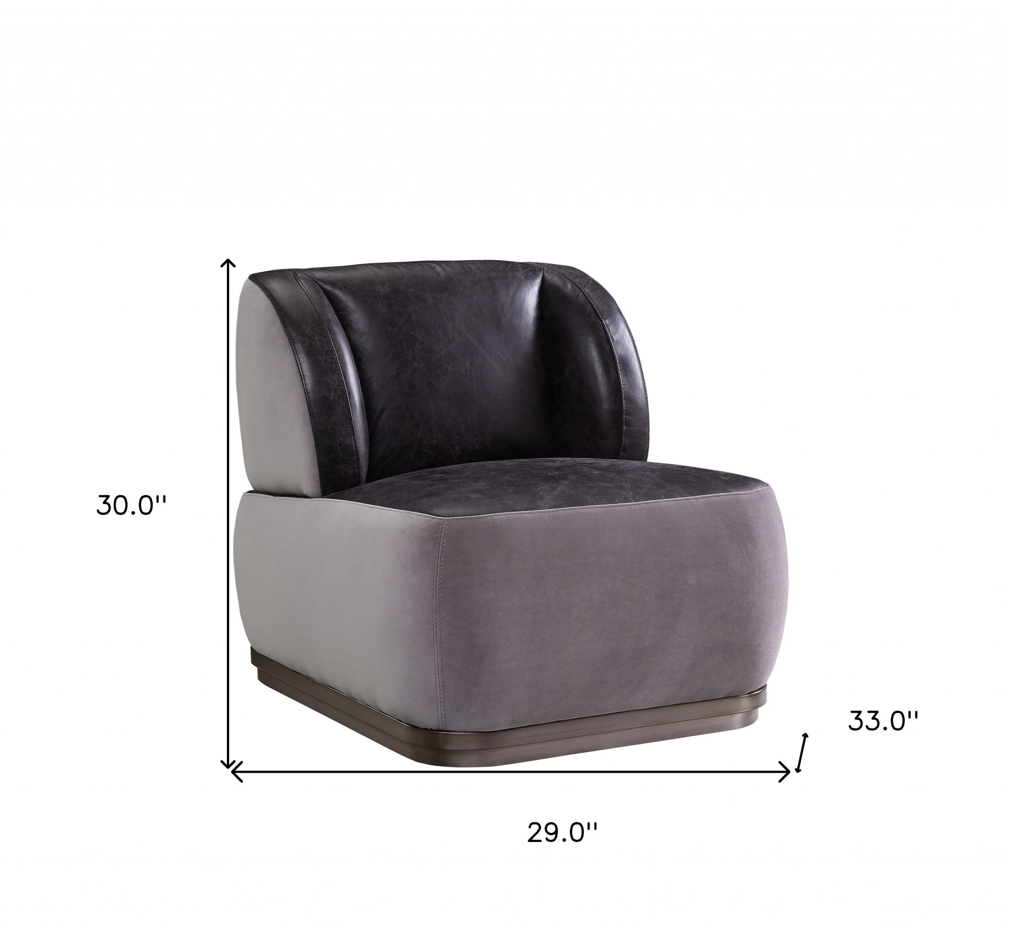 29" Antique Slate Gray Velvet And Brown Solid Color Slipper Chair By Homeroots - Image 6