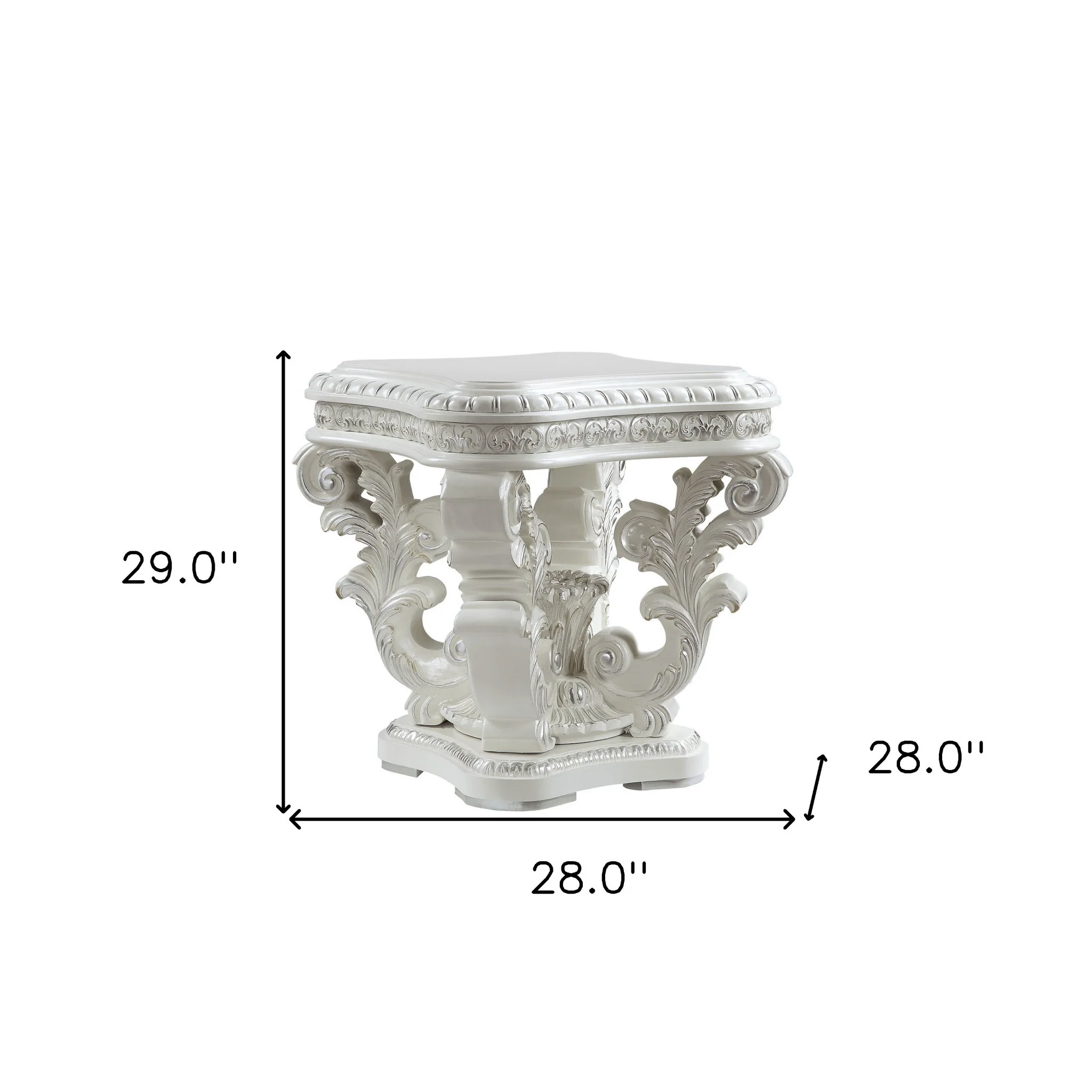 29" Antique White Manufactured Wood And Resin Square End Table By Homeroots - Image 7