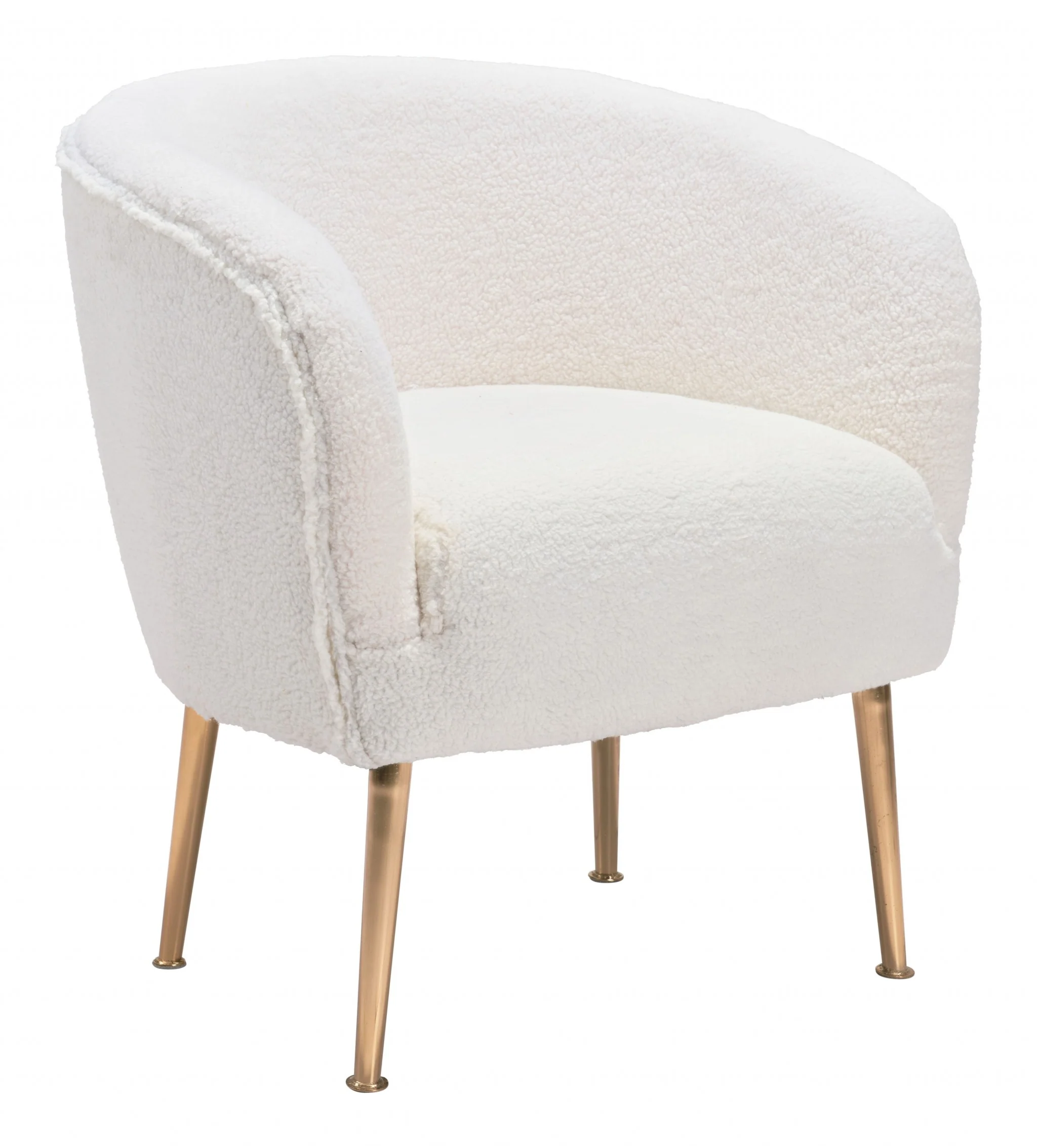 29" Beige Sherpa And Gold Arm Chair By Homeroots - Image 2